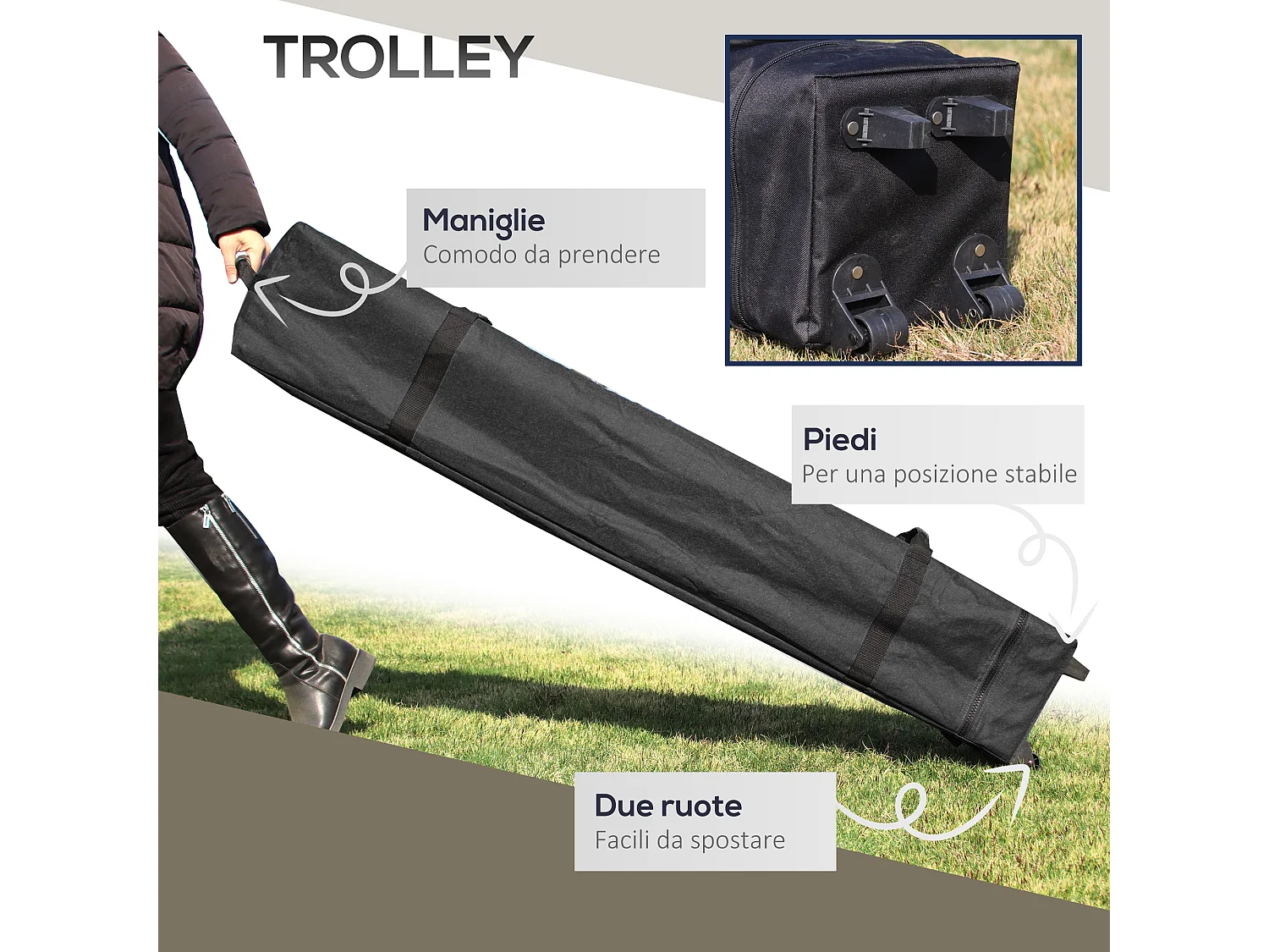 Gazebo pieghevole 4x4 con fori di drenaggio e zanzariere beige