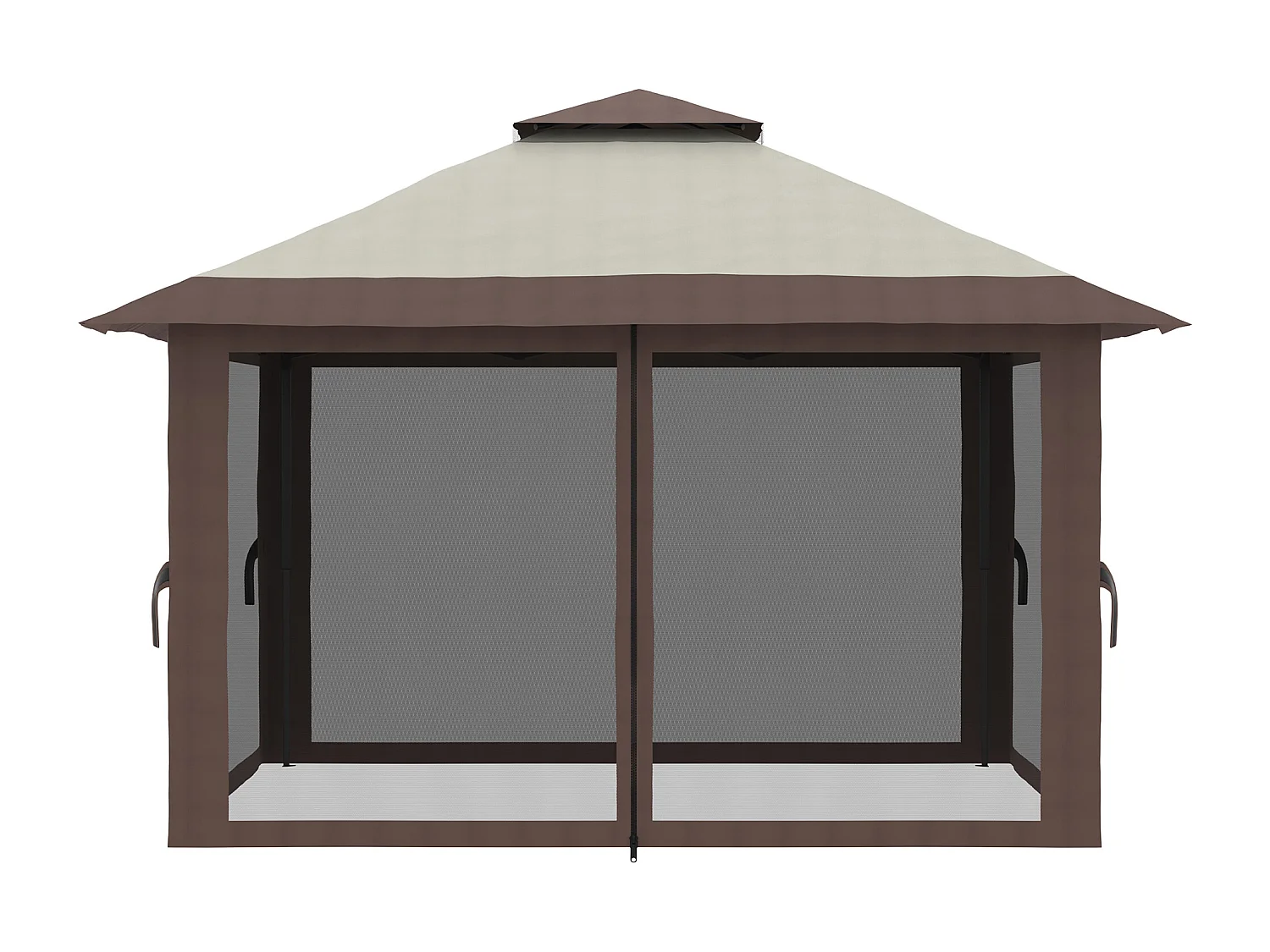Gazebo pieghevole 4x4 con fori di drenaggio e zanzariere beige