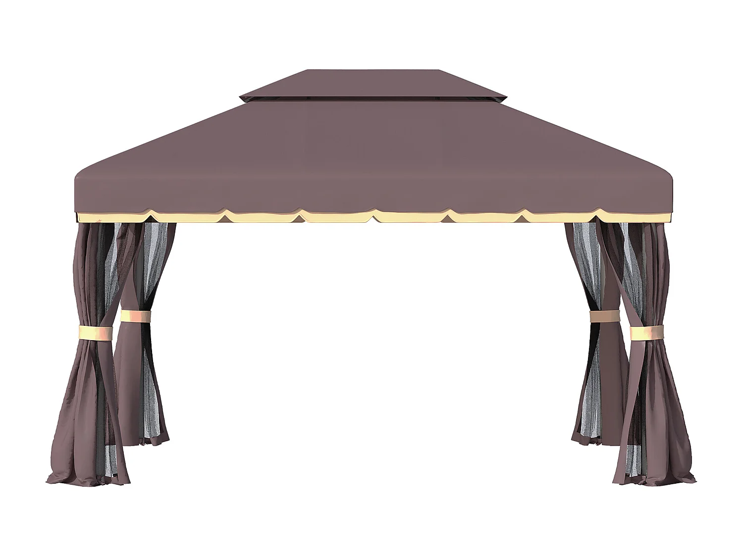 Gazebo da giardino 3x4m con doppio tetto e tenda zanzariera