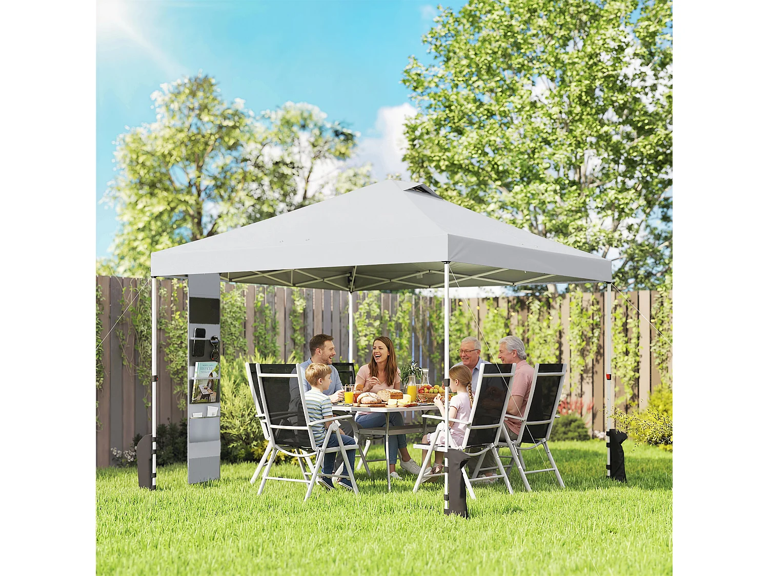 Gazebo pop up portatile in metallo bianco