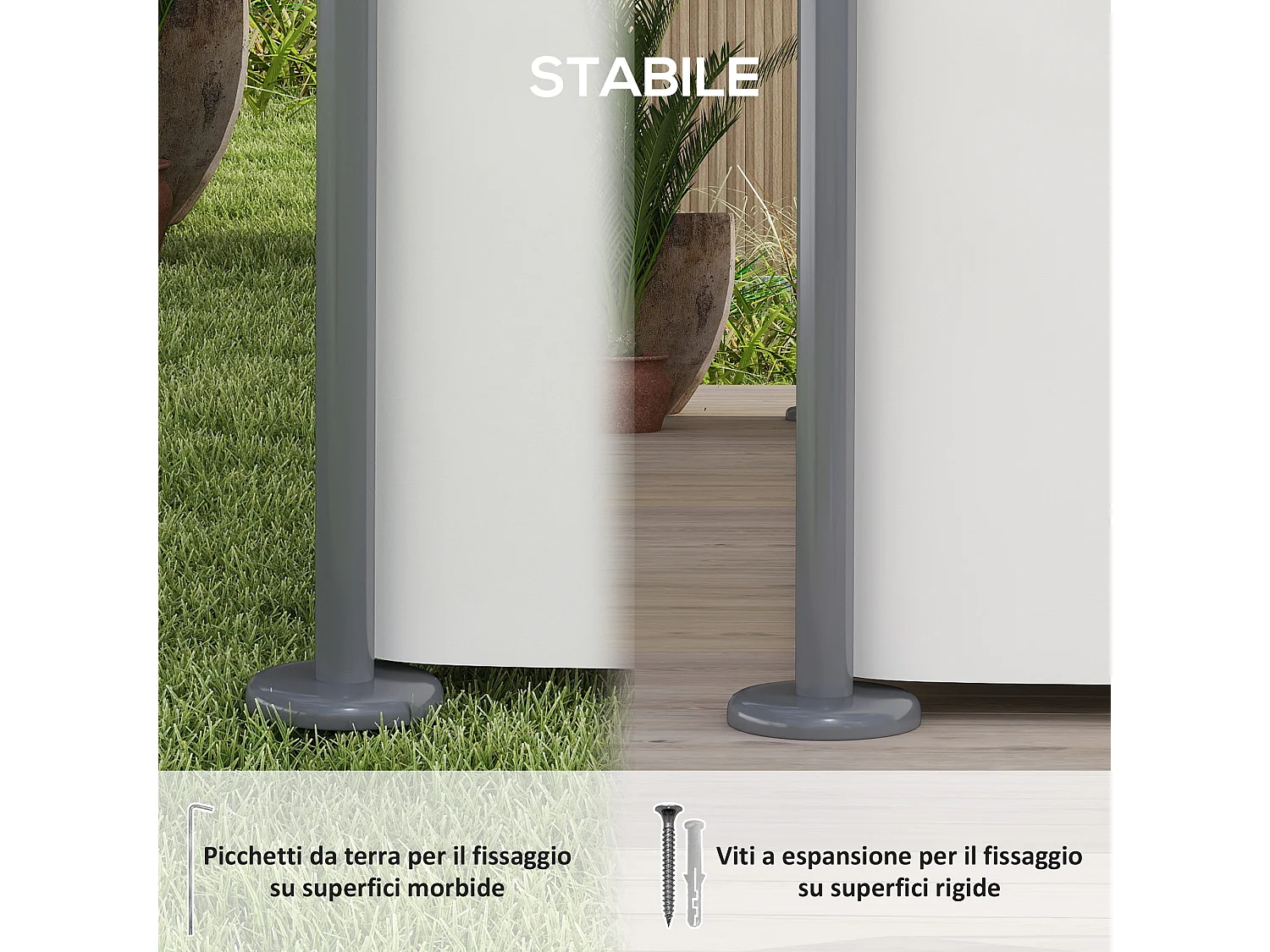 Gazebo da giardino 3x4 m con tende rimovibili e doppio tetto crema