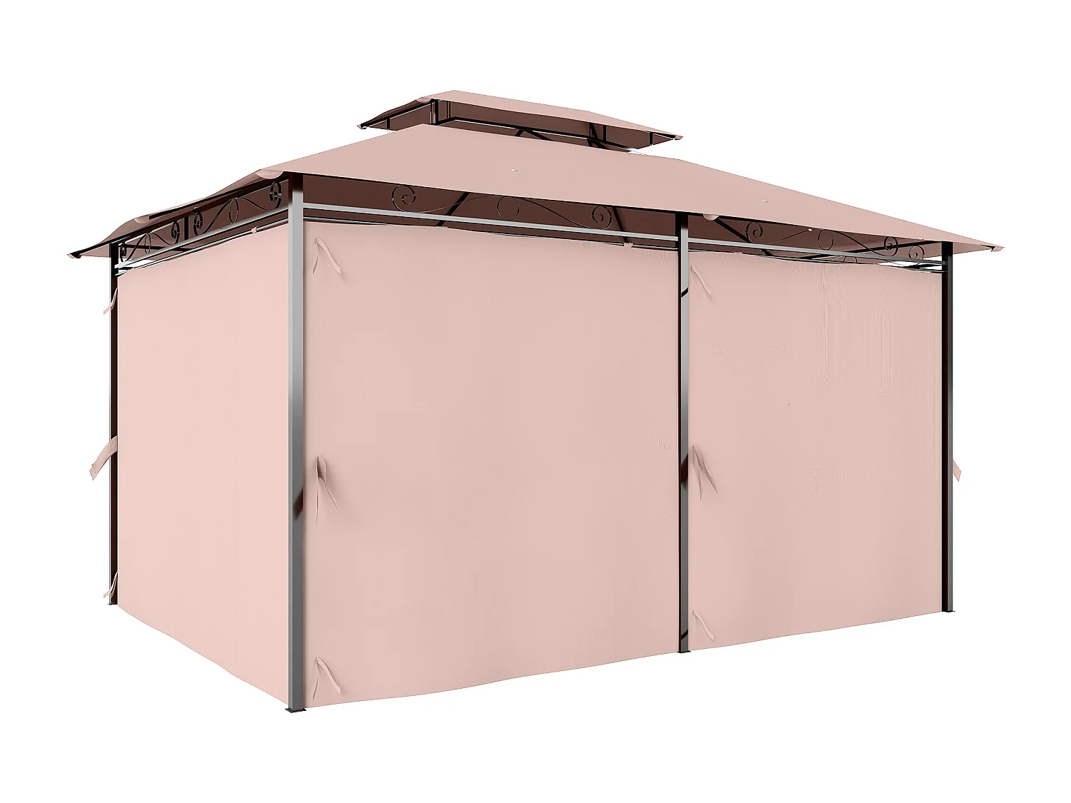 Gazebo 4x3m in acciaio con doppio tetto e tende impermeabili