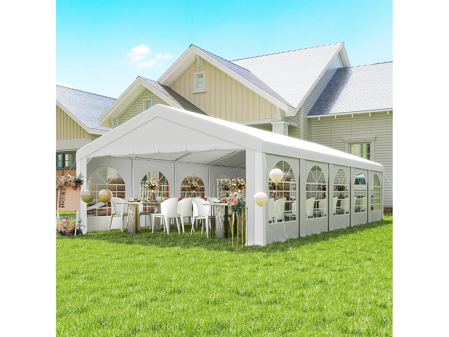 Tendone per feste con pareti rimovibili in pe bianco