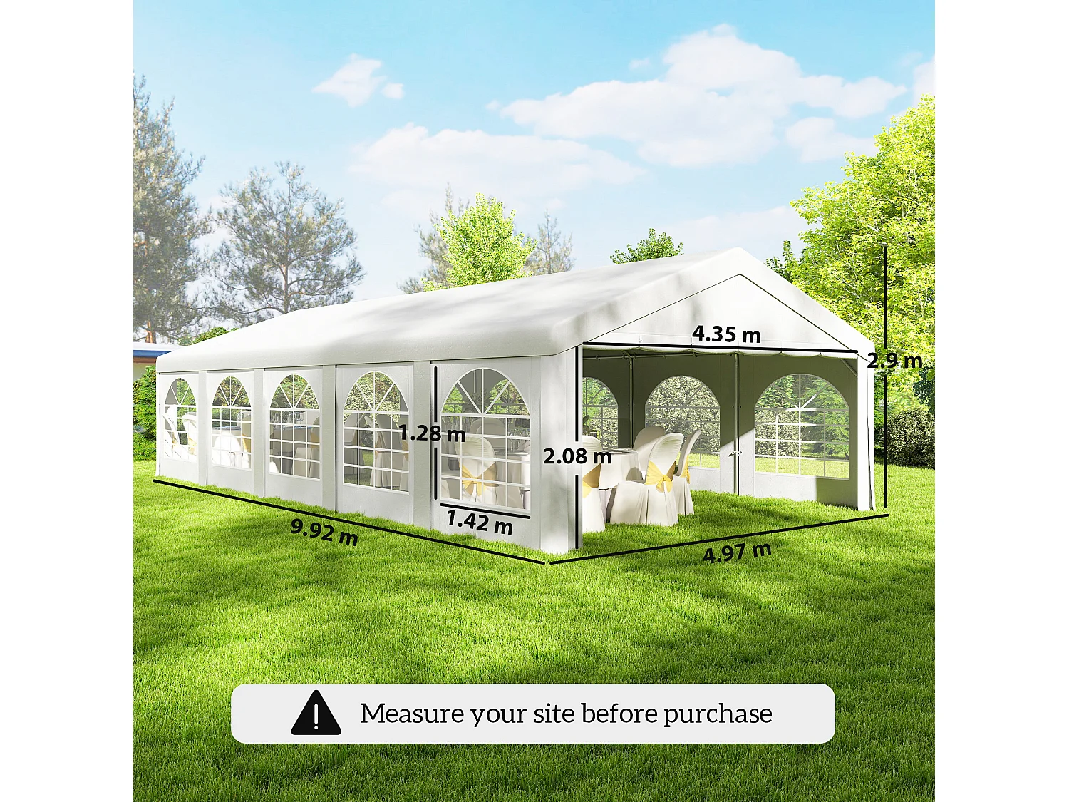 Tendone per feste con pareti rimovibili in pe bianco