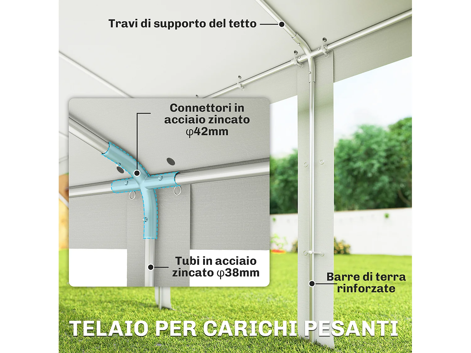 Tendone per feste con pareti rimovibili in pe bianco