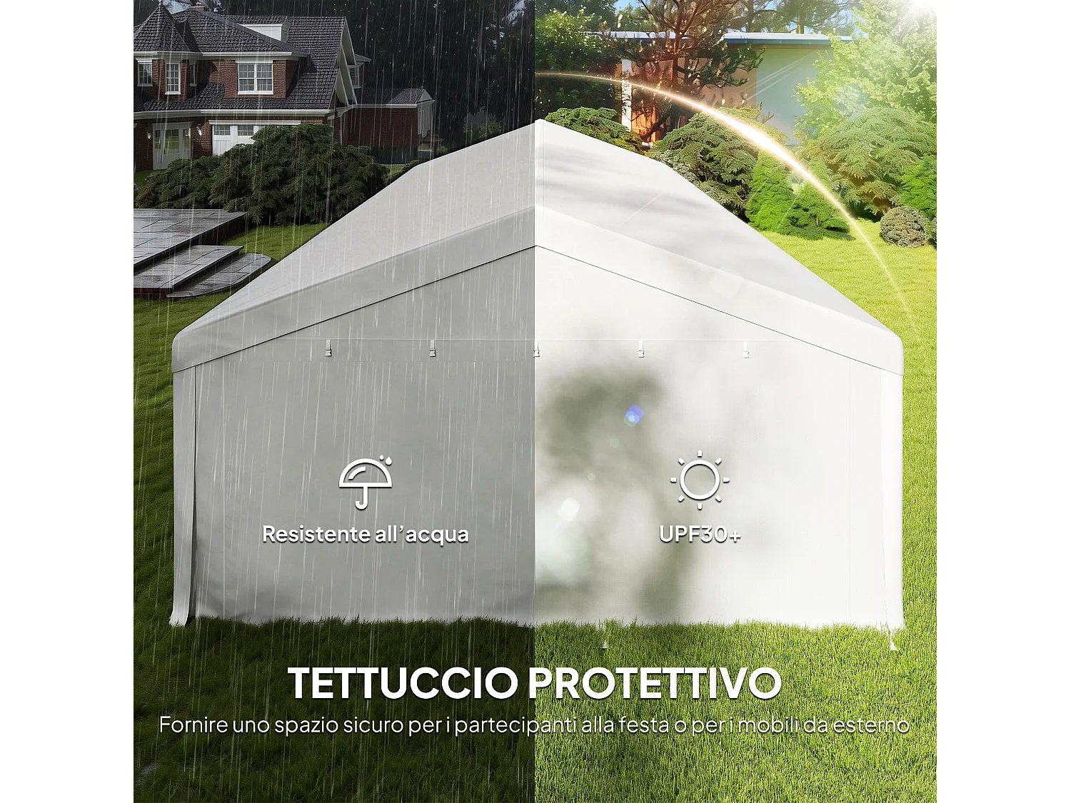 Tendone per feste con pareti rimovibili in pe bianco