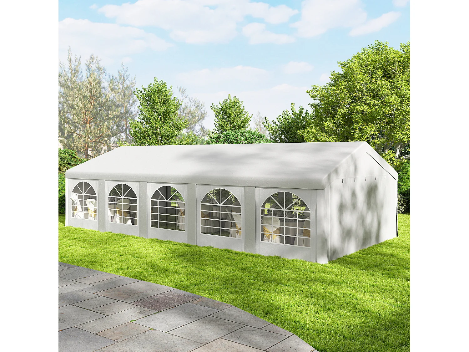 Tendone per feste con pareti rimovibili in pe bianco