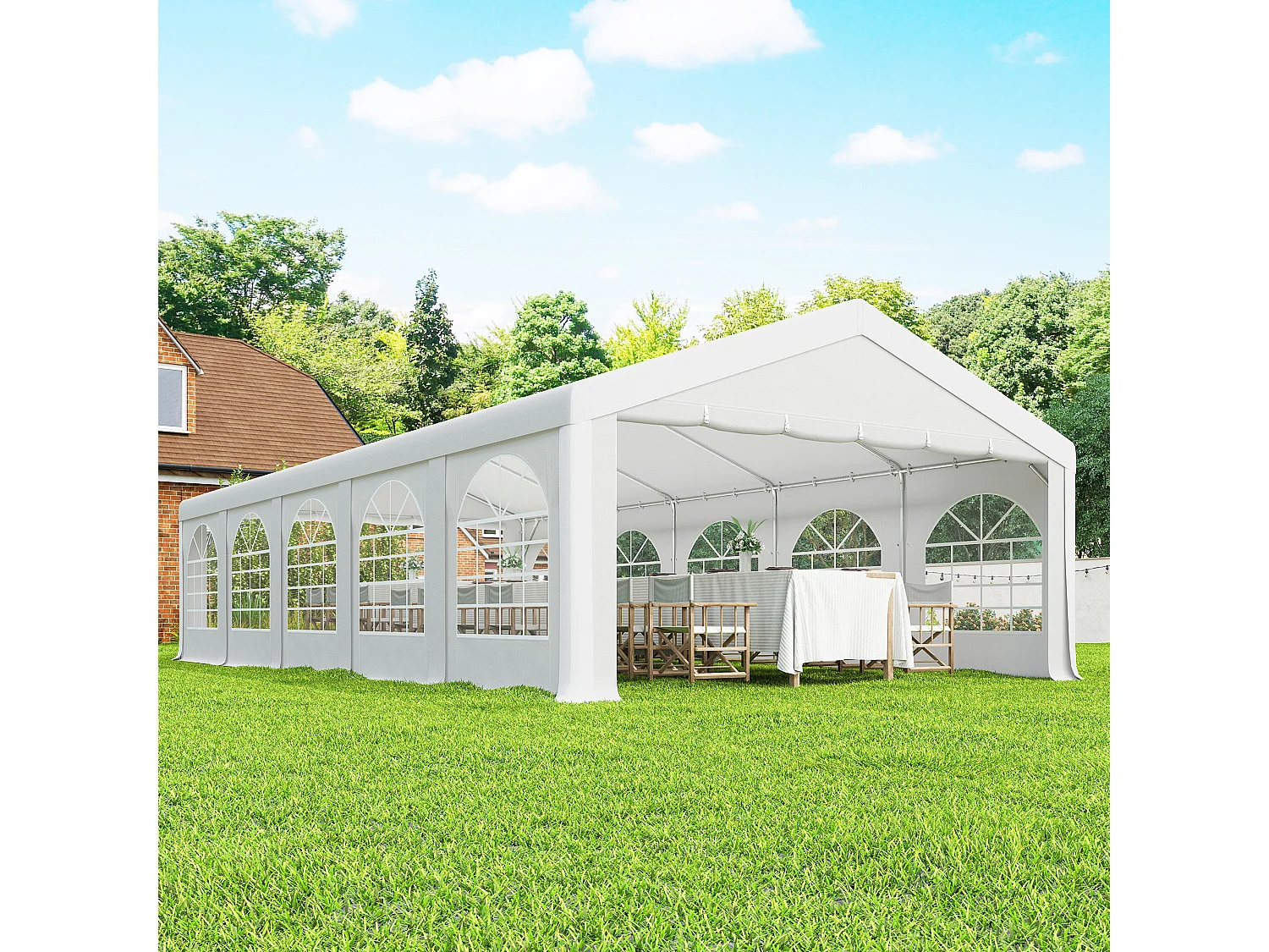 Tendone per feste con pareti rimovibili in pe bianco