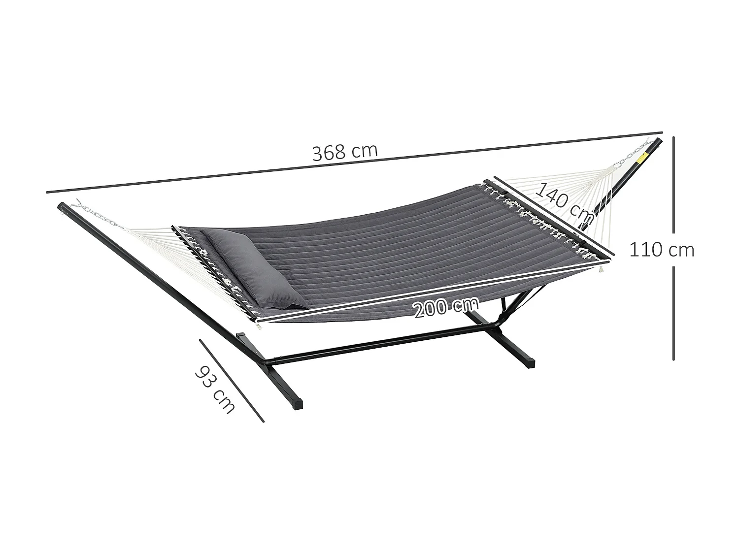 Amaca da giardino portatile con cuscino integrato grigio scuro