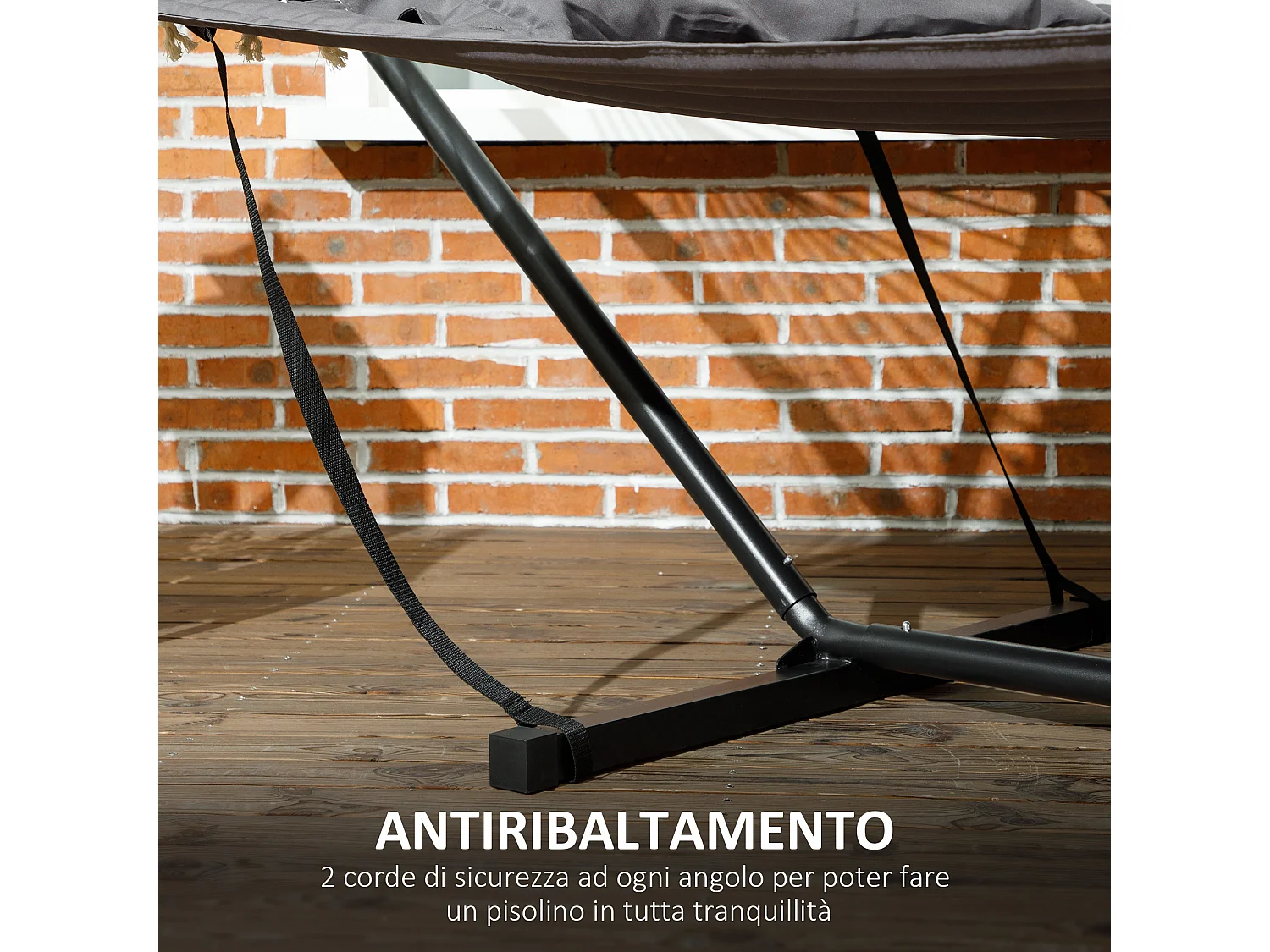 Amaca da giardino portatile con cuscino integrato grigio scuro