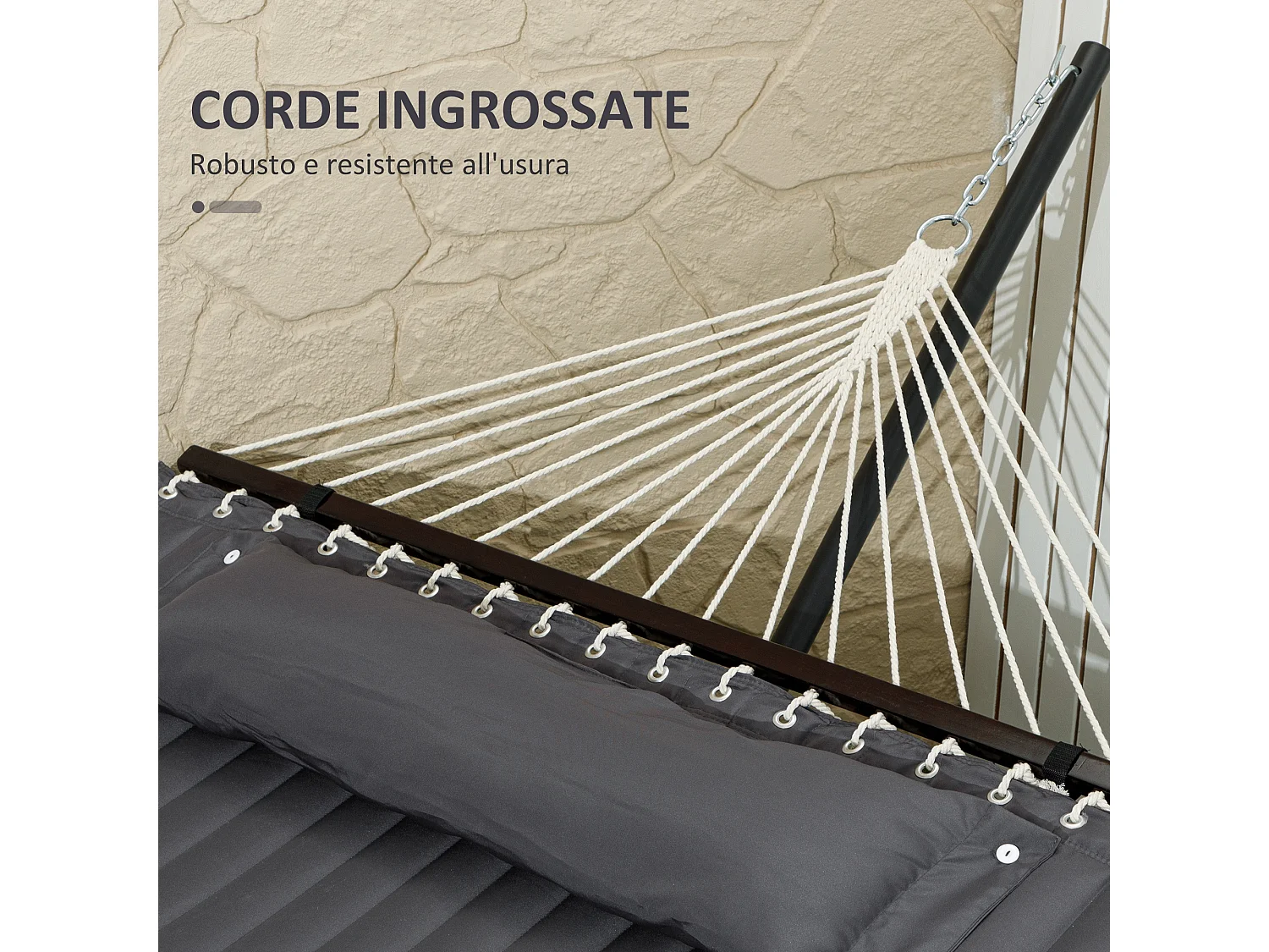 Amaca da giardino portatile con cuscino integrato grigio scuro