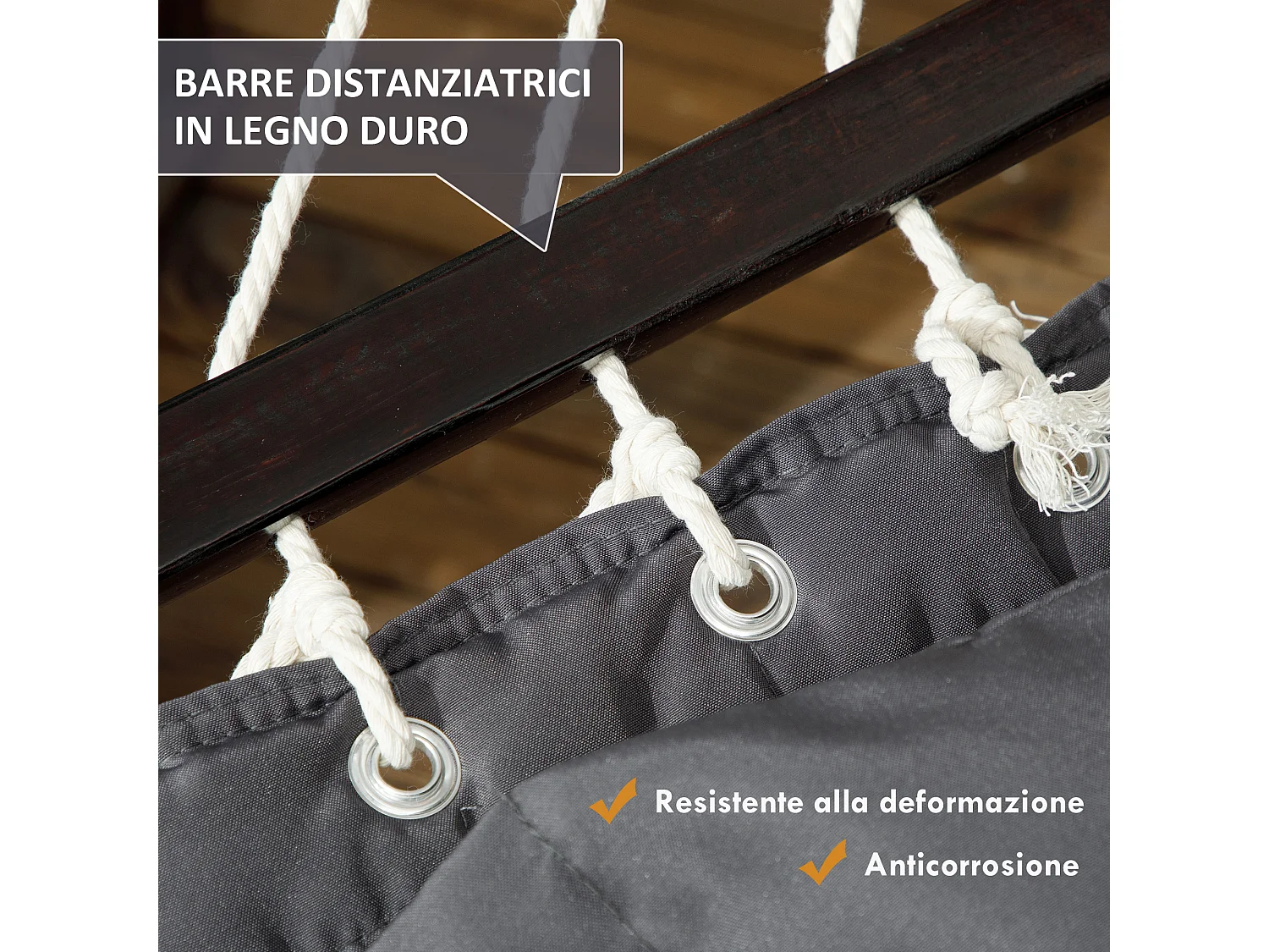 Amaca da giardino portatile con cuscino integrato grigio scuro