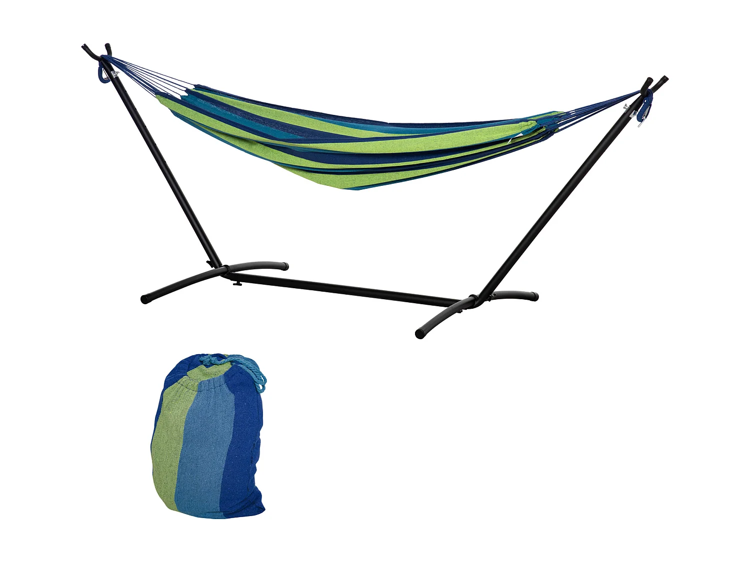 Amaca autoportante con altezza regolabile e borsa di trasporto verde