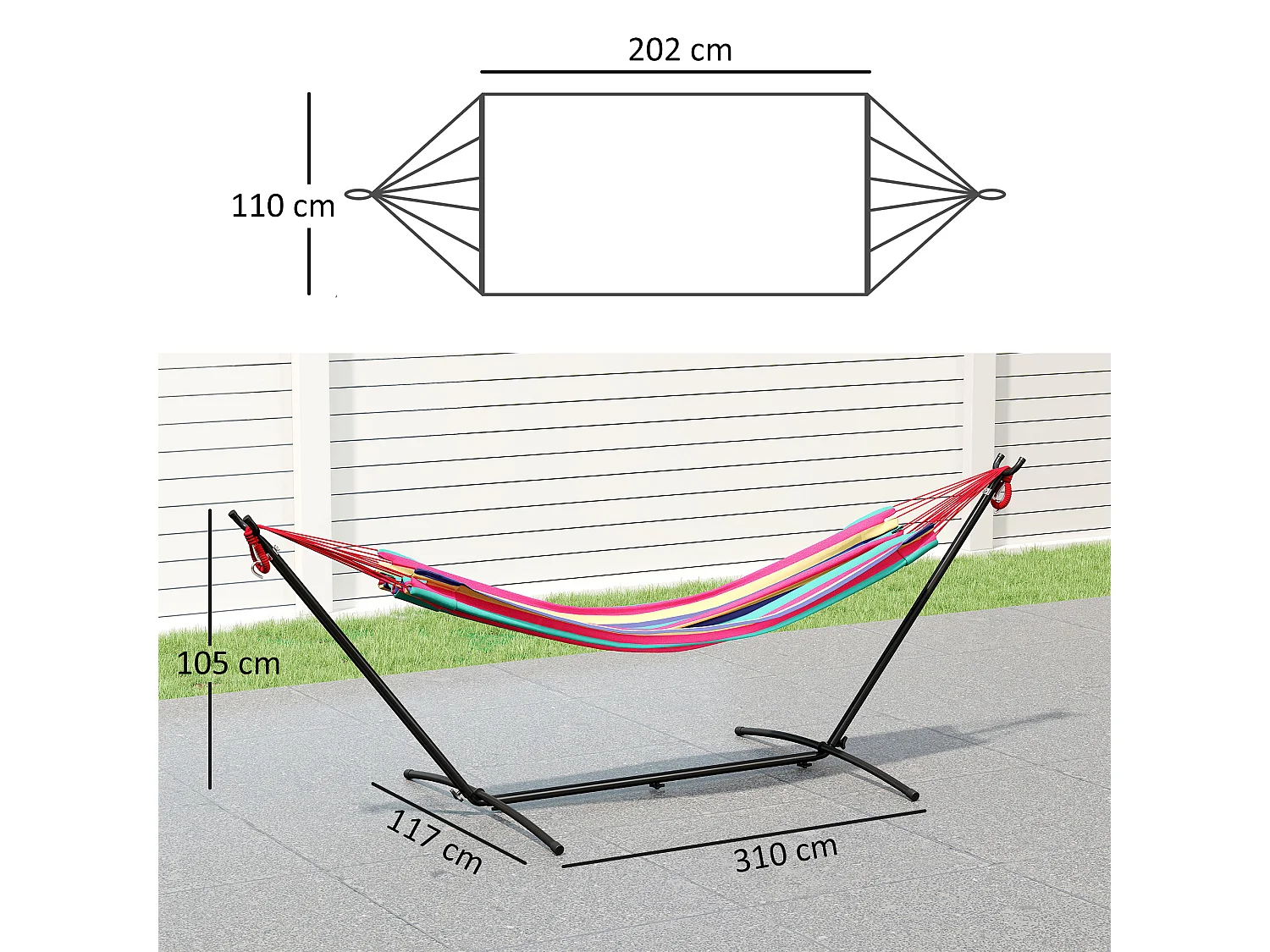 Amaca autoportante con altezza regolabile e borsa di trasporto rosso