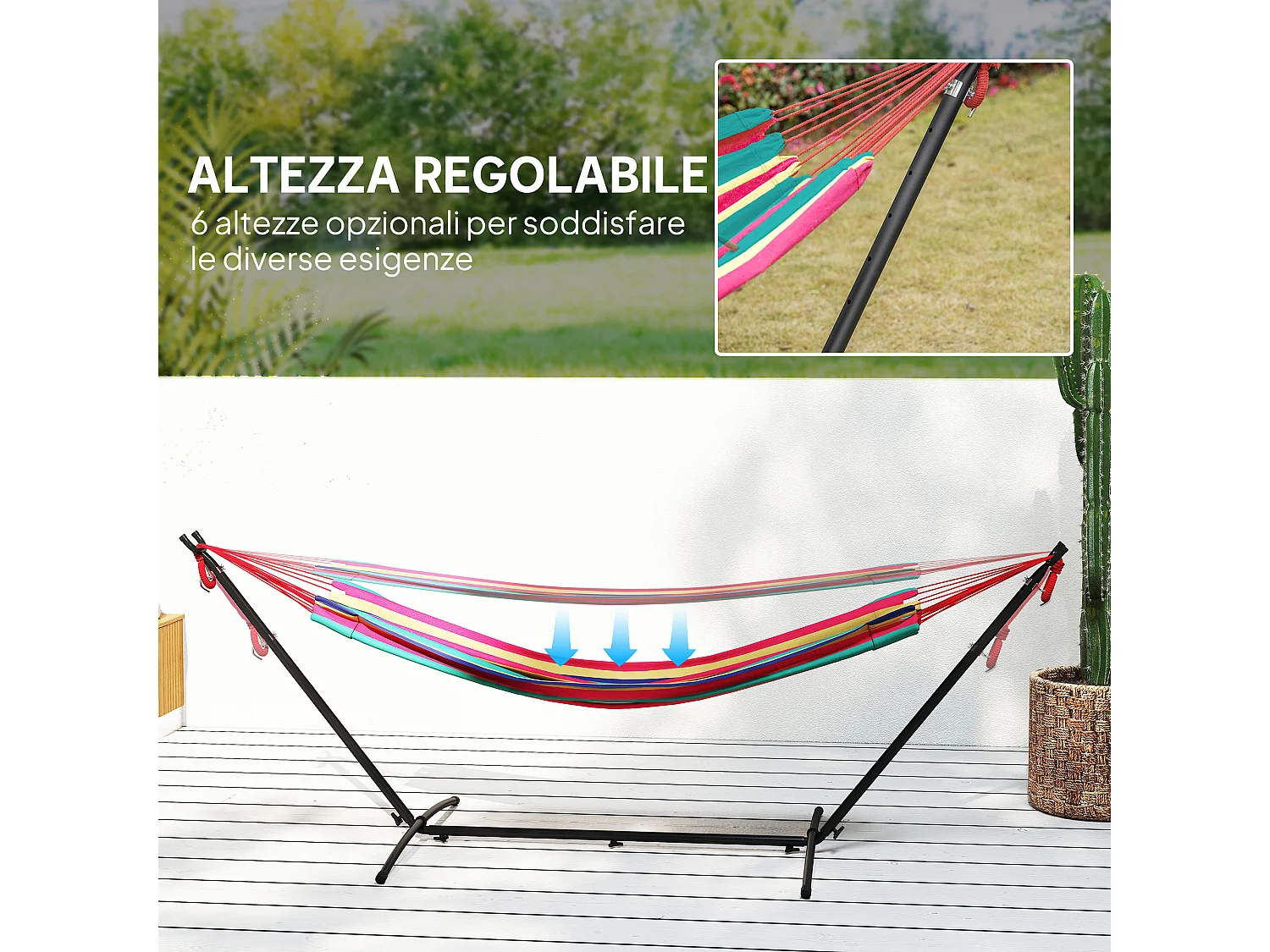 Amaca autoportante con altezza regolabile e borsa di trasporto rosso