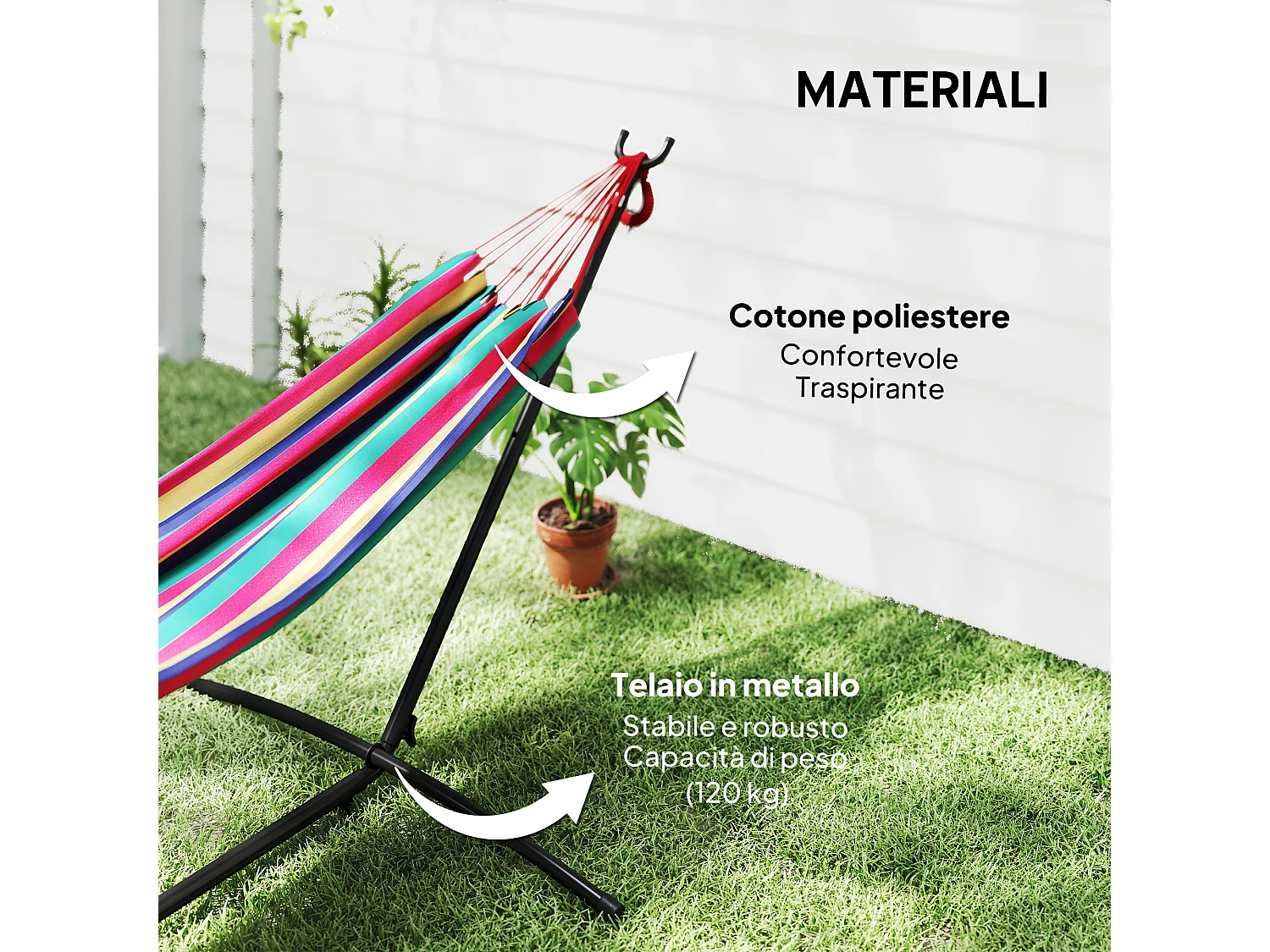 Amaca autoportante con altezza regolabile e borsa di trasporto rosso