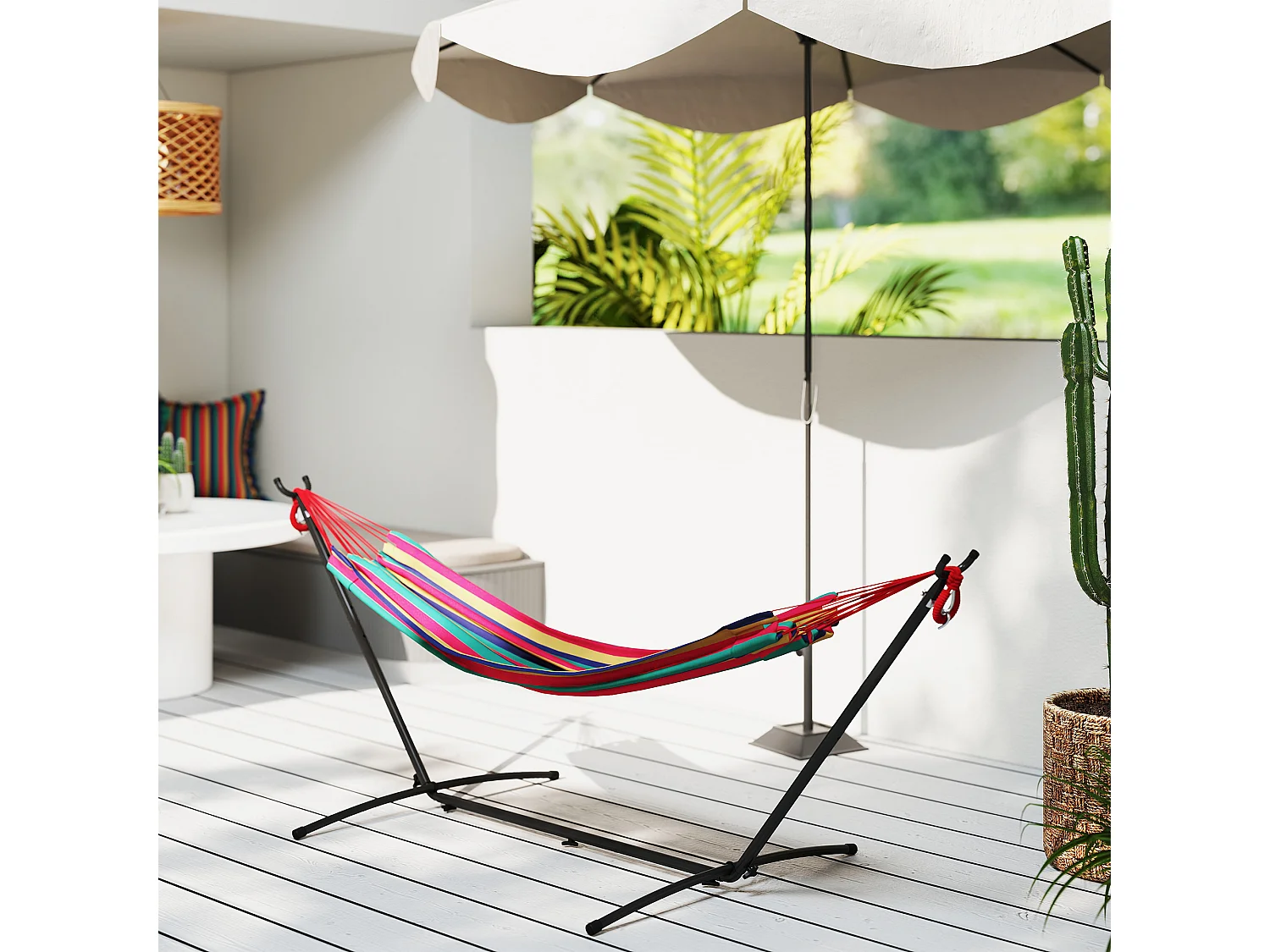 Amaca autoportante con altezza regolabile e borsa di trasporto rosso