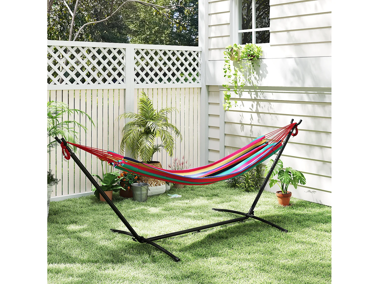 Amaca autoportante con altezza regolabile e borsa di trasporto rosso