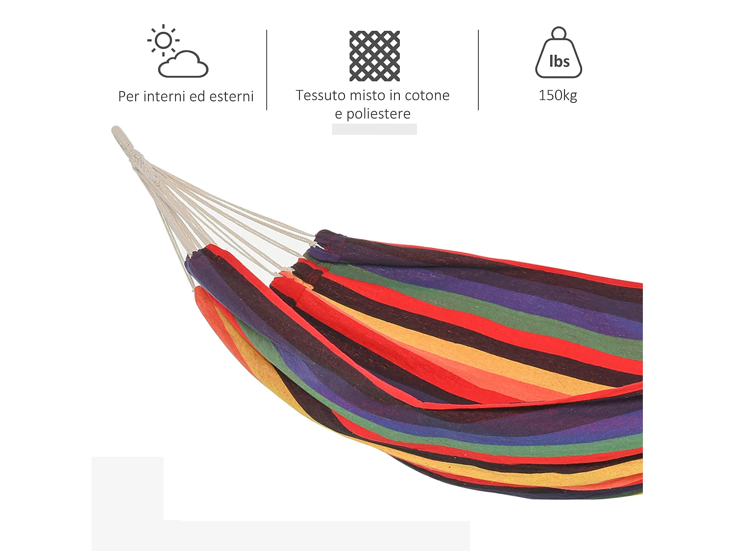 Amaca da giardino large in cotone e poliestere multicolore