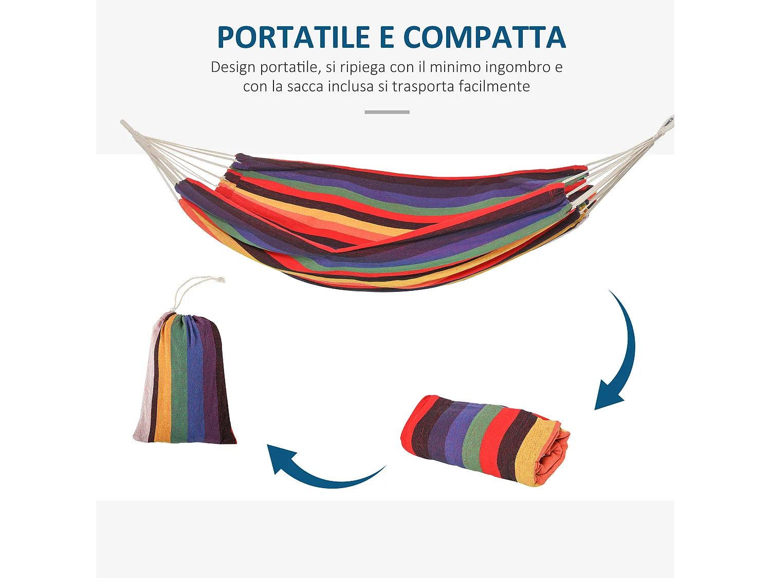 Amaca da giardino large in cotone e poliestere multicolore