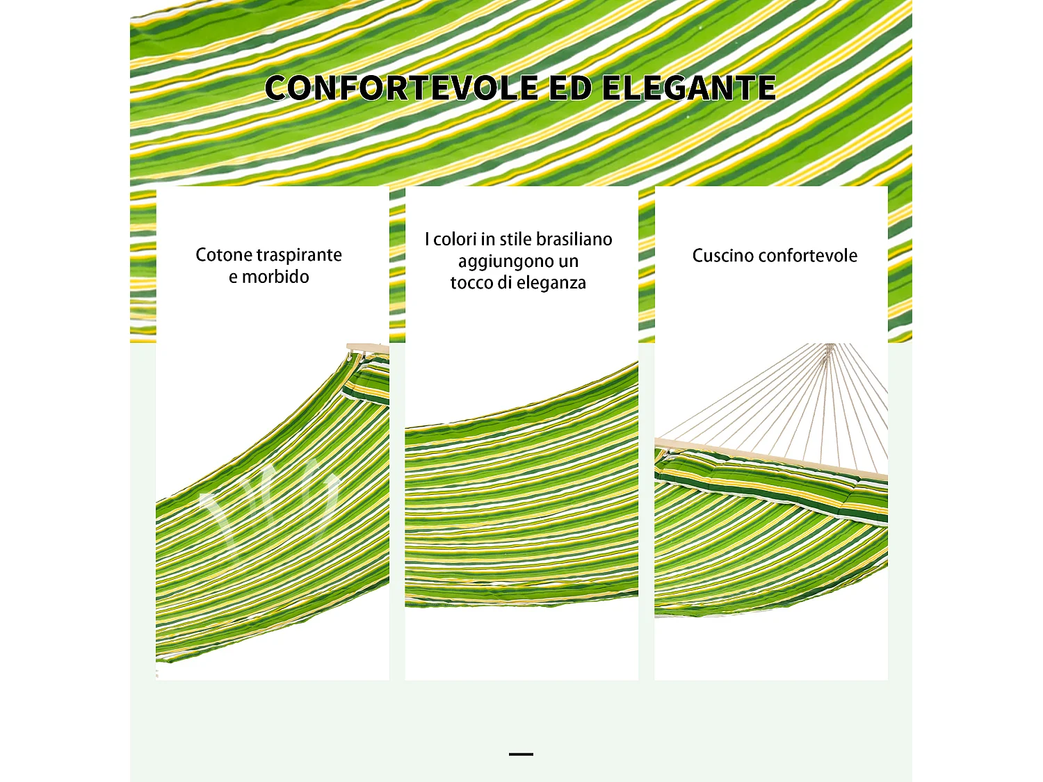 Amaca da giardino doppia in cotone con cuscino 188x140cm