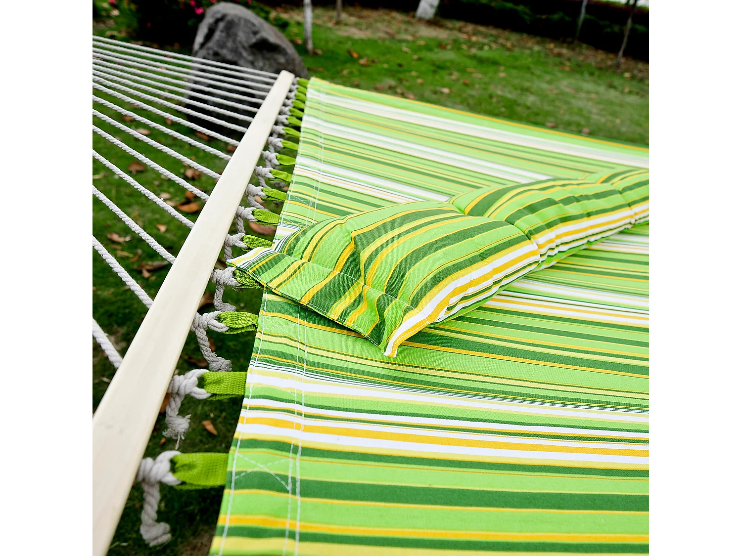 Amaca da giardino doppia in cotone con cuscino 188x140cm