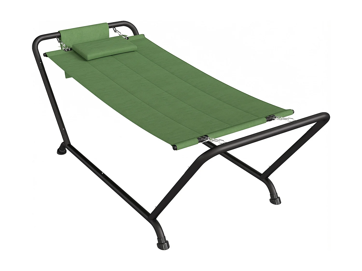 Amaca da giardino con supporto, tasca laterale poggiatesta verde scuro