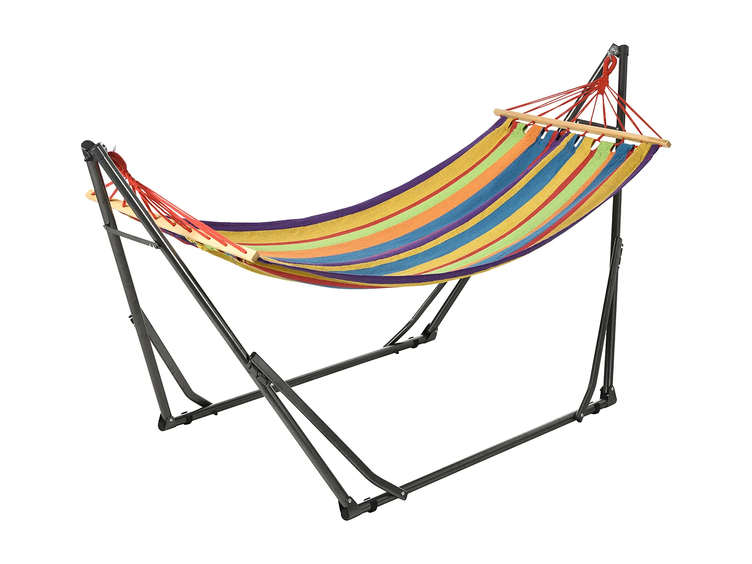 Amaca autoportante con supporto pieghevole cotone e acciaio multicolor