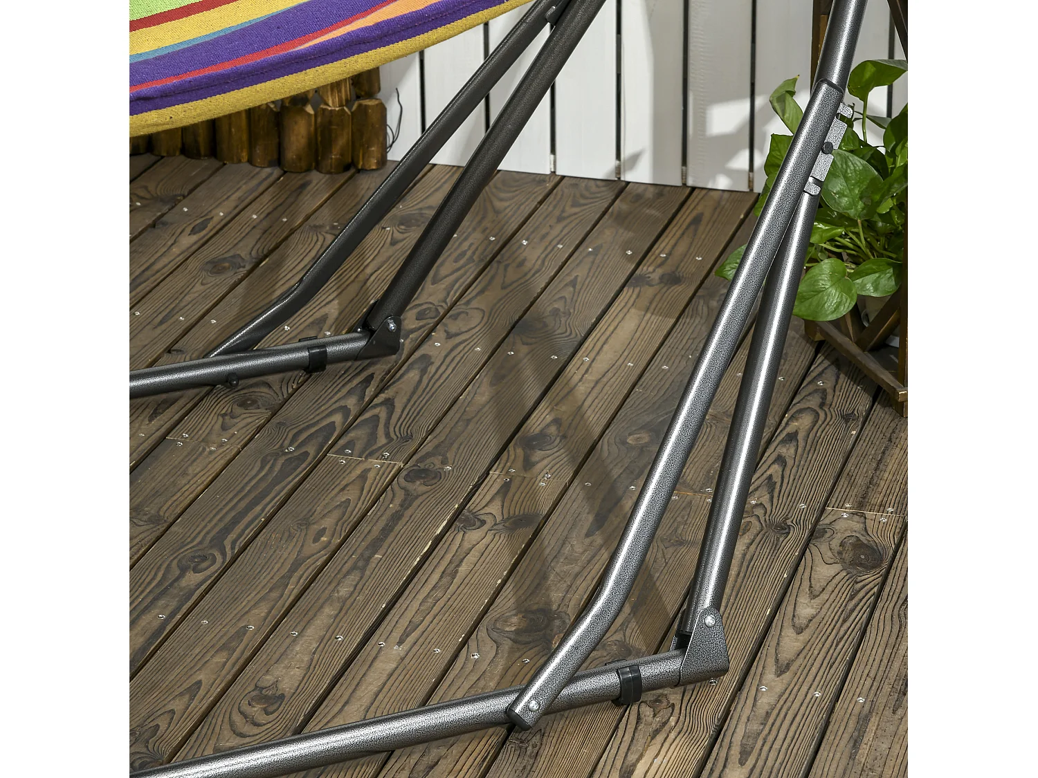 Amaca autoportante con supporto pieghevole cotone e acciaio multicolor