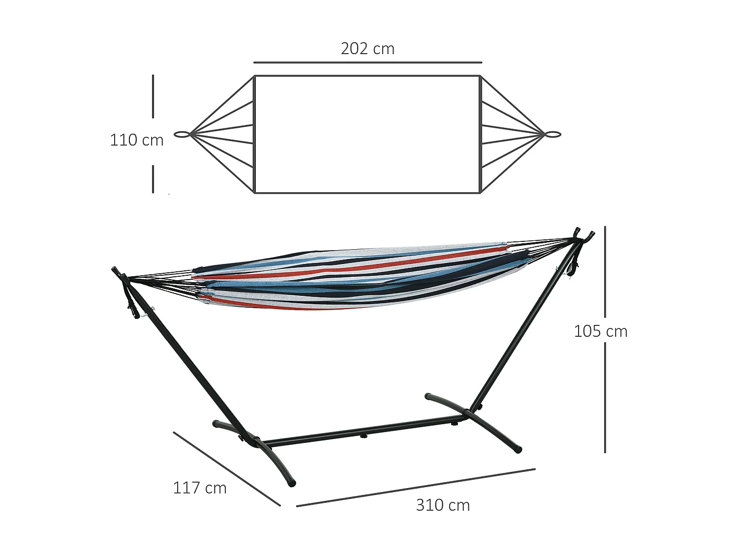 Amaca autoportante con altezza regolabile e borsa di trasporto bianco