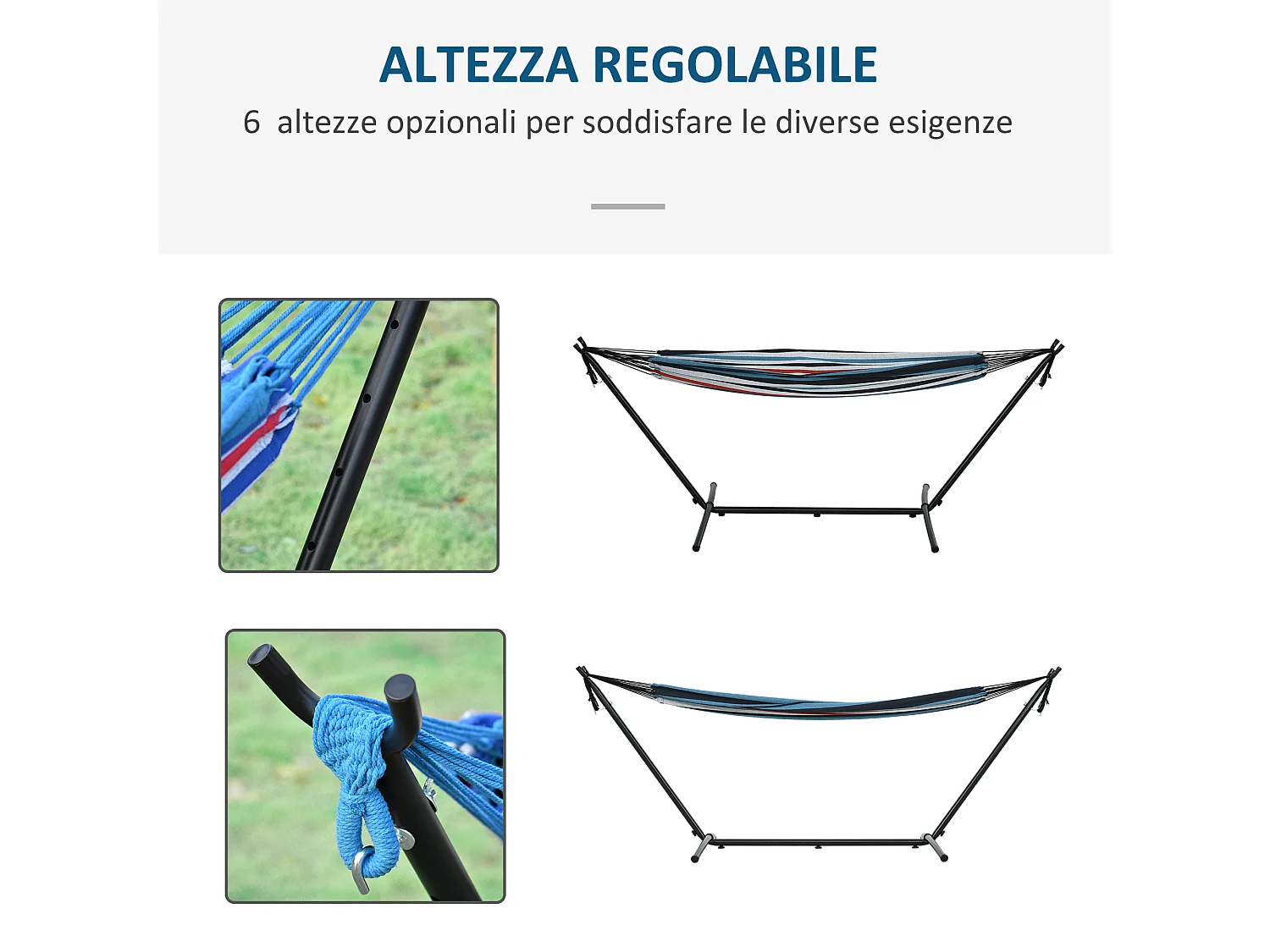 Amaca autoportante con altezza regolabile e borsa di trasporto bianco