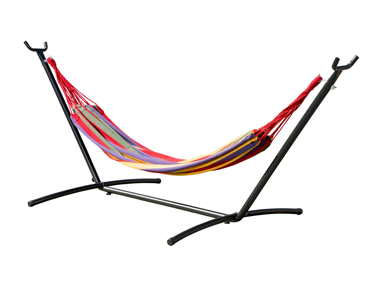 Amaca Da Giardino Autoportante Con Struttura In Acciaio E Cotone Multicolor Custodia Inclusa