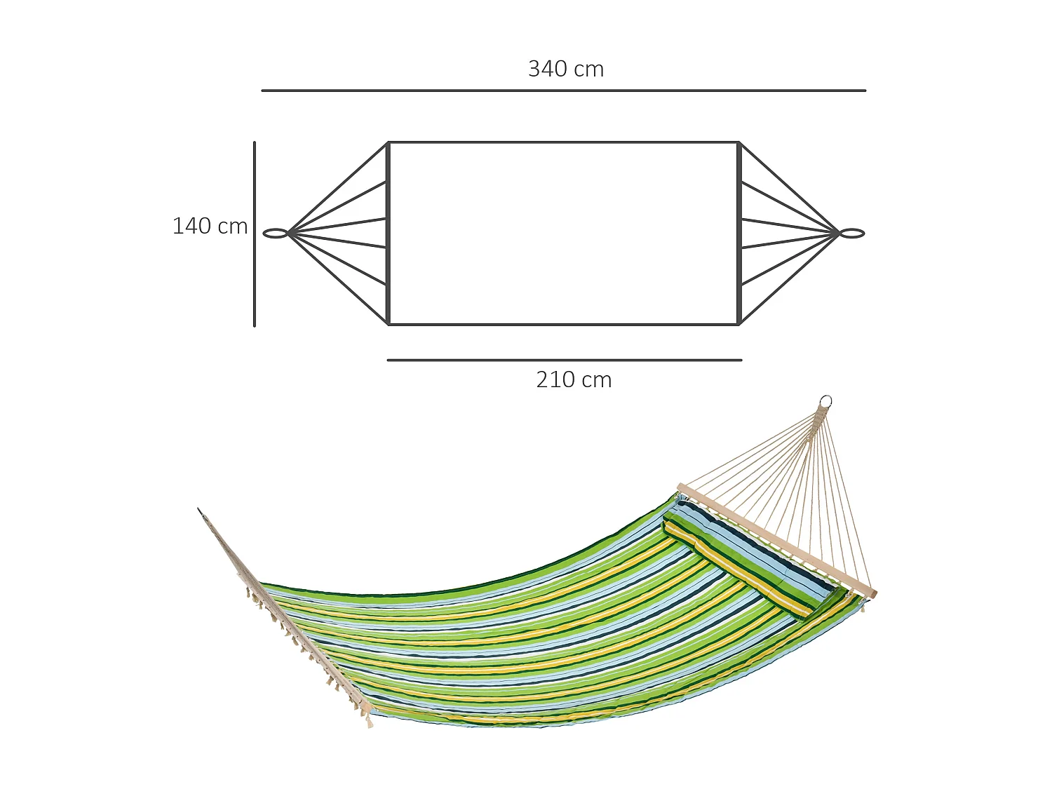 Amaca da 1-2 persone max 180kg interni ed esterni 400x140cm