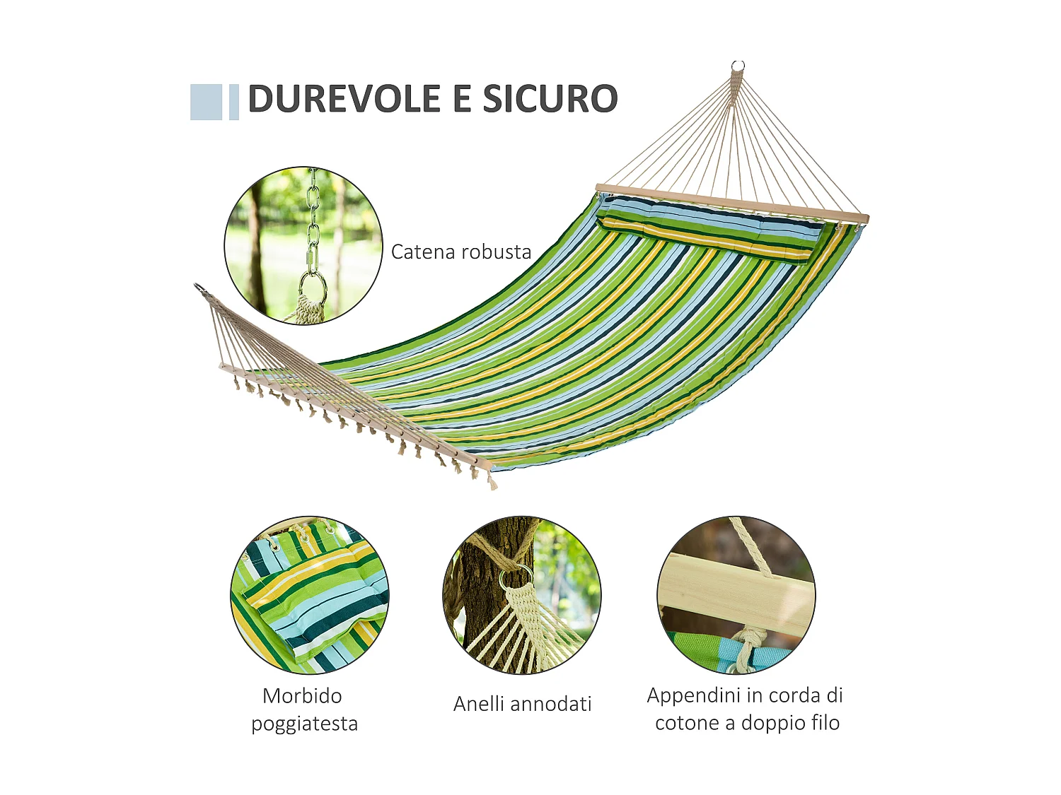 Amaca da 1-2 persone max 180kg interni ed esterni 400x140cm