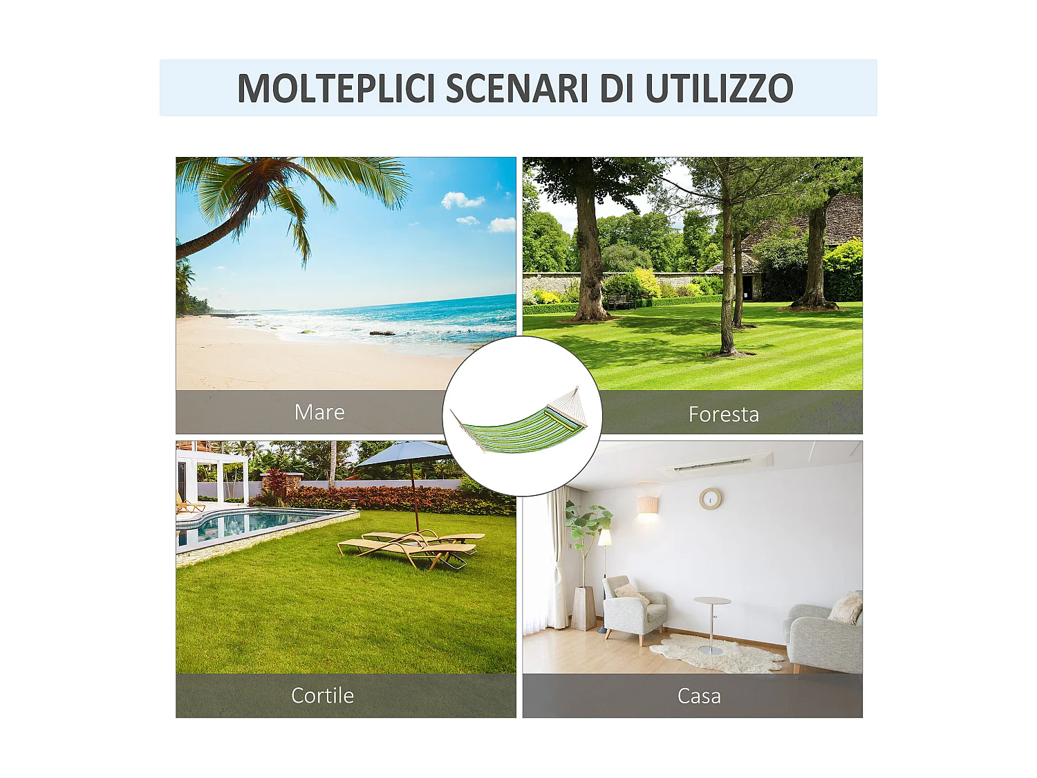 Amaca da 1-2 persone max 180kg interni ed esterni 400x140cm