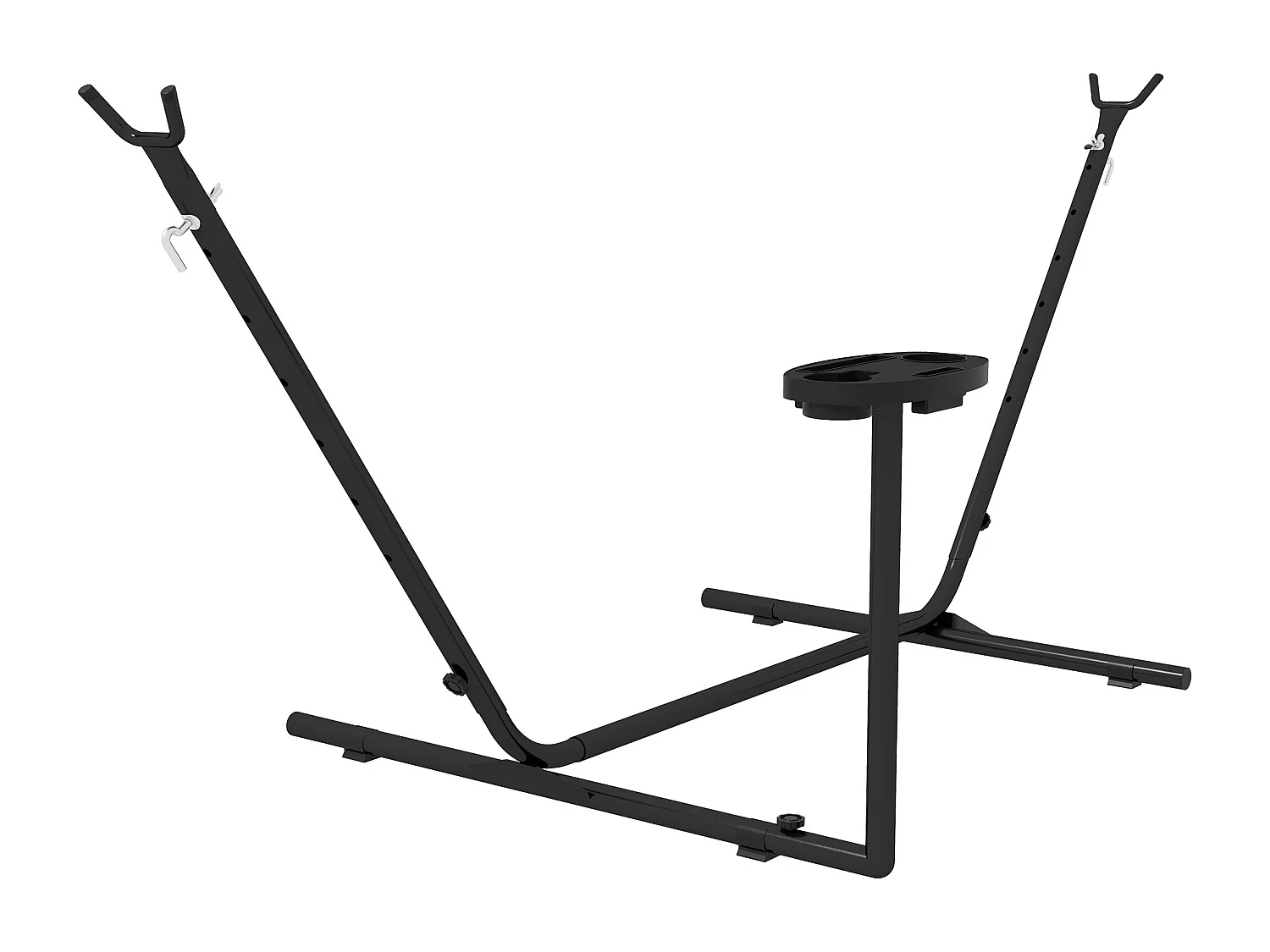 Supporto per amaca con tavolino integrato in acciaio nero