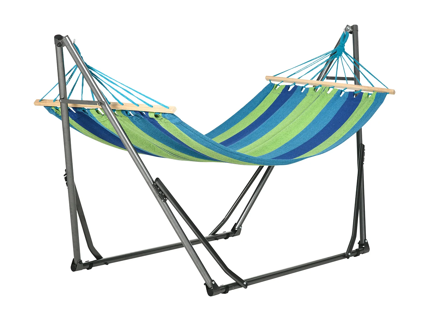 Supporto con amaca pieghevole cotone e acciaio 270x100x94cm