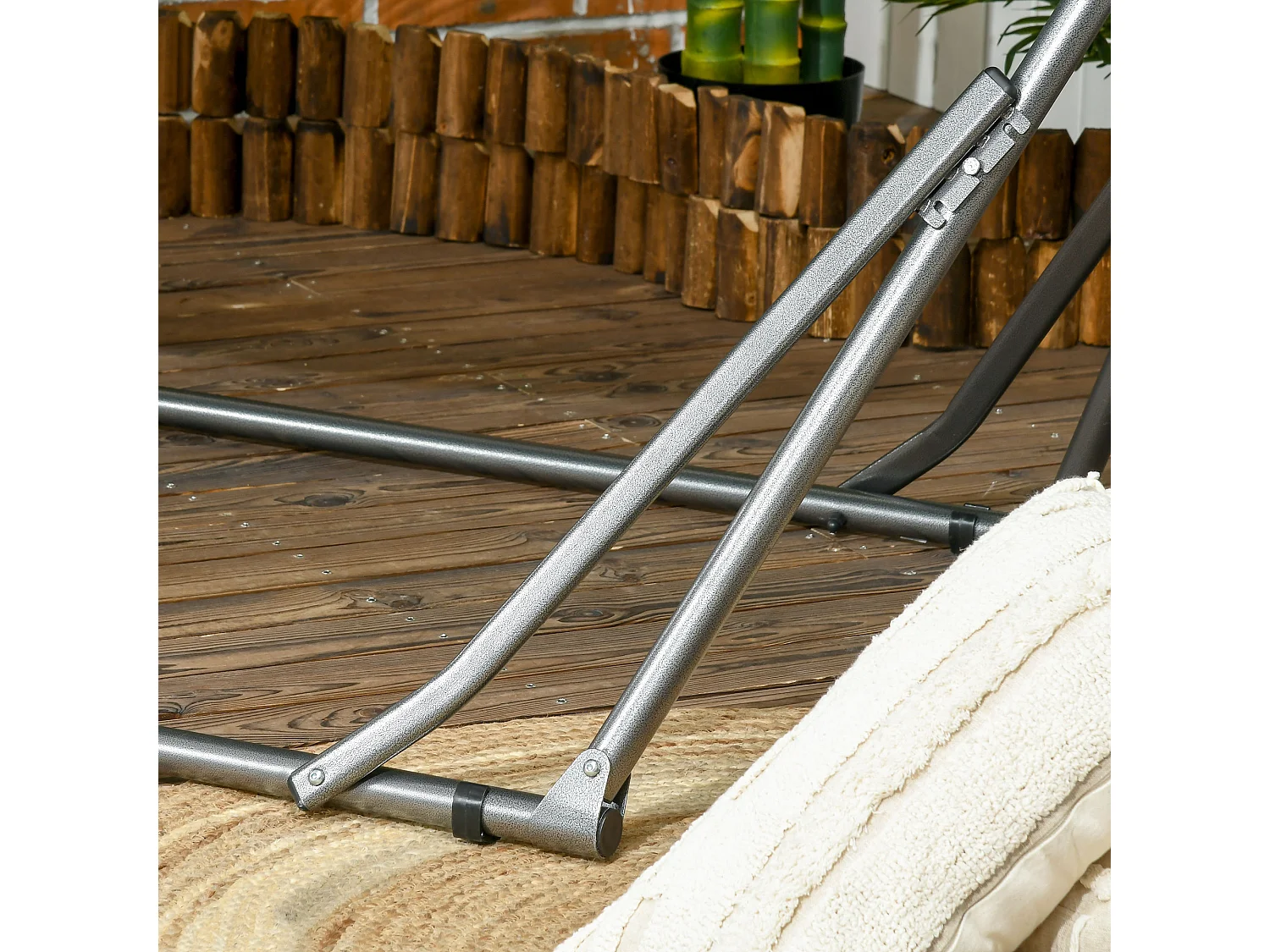 Supporto con amaca pieghevole cotone e acciaio 270x100x94cm