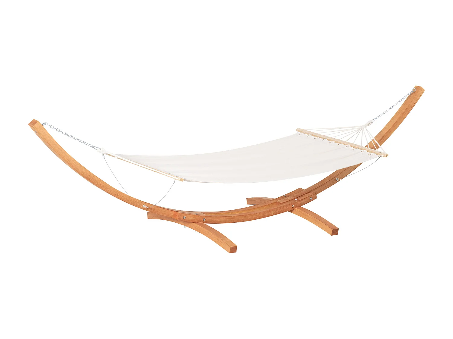 Amaca da giardino supporto in legno e cotone bianca