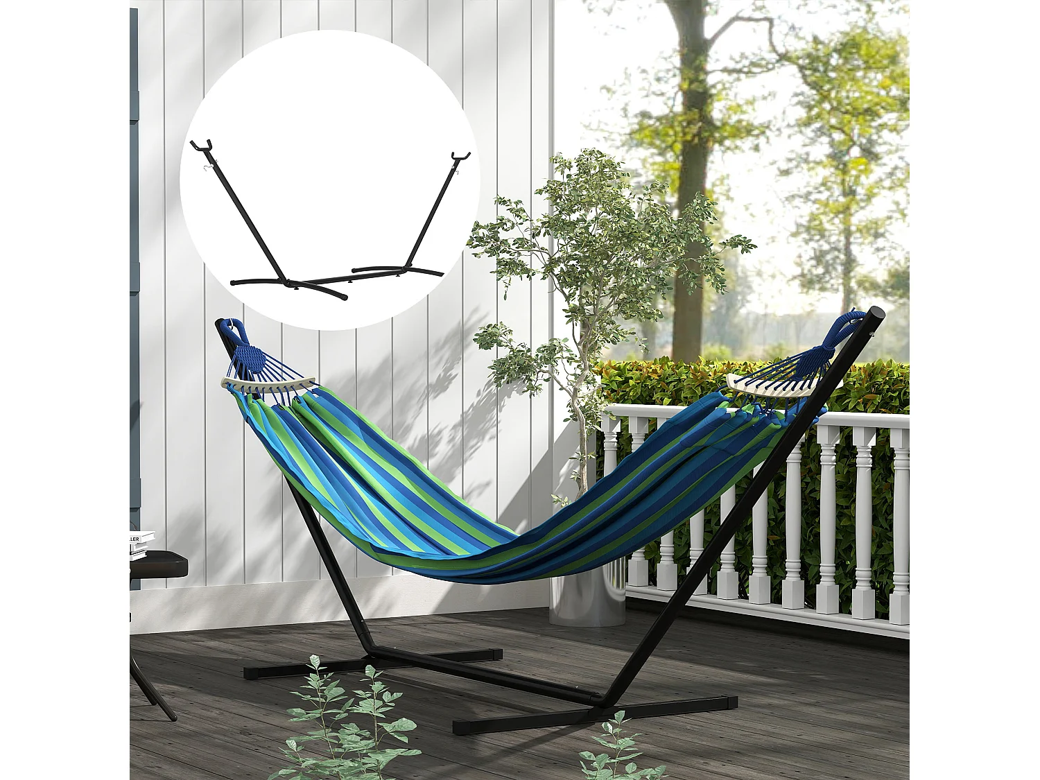 Supporto per Amaca Regolabile con Struttura Portante Fino a 120kg