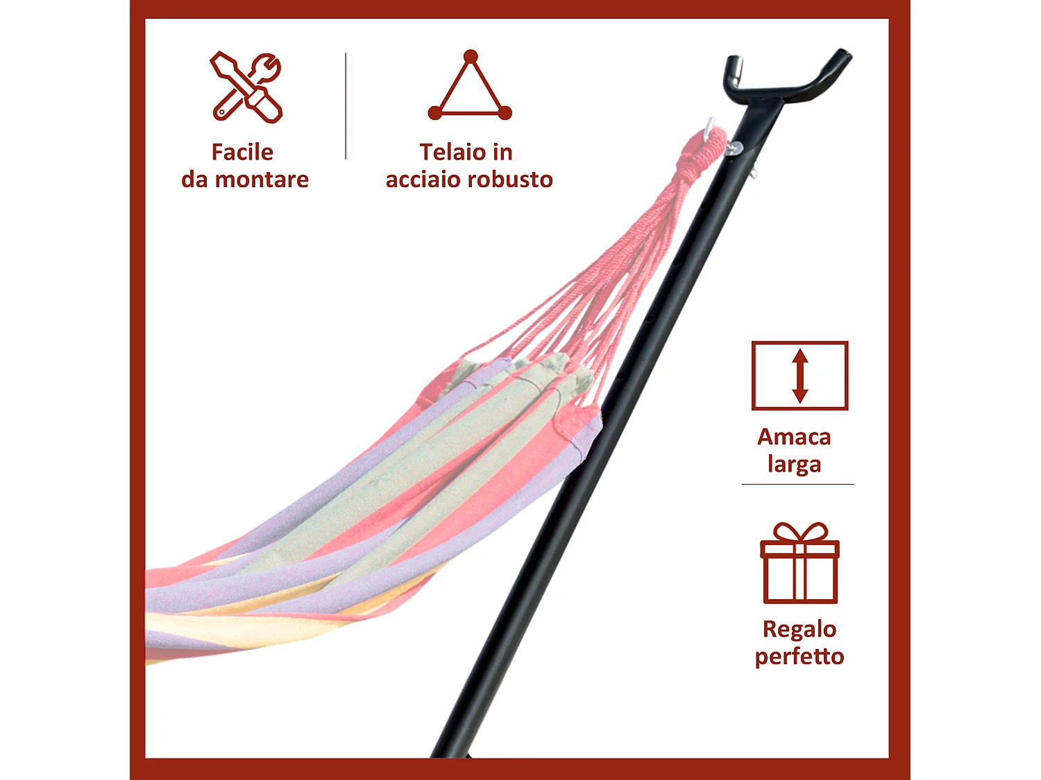 Supporto per Amaca Regolabile con Struttura Portante Fino a 120kg