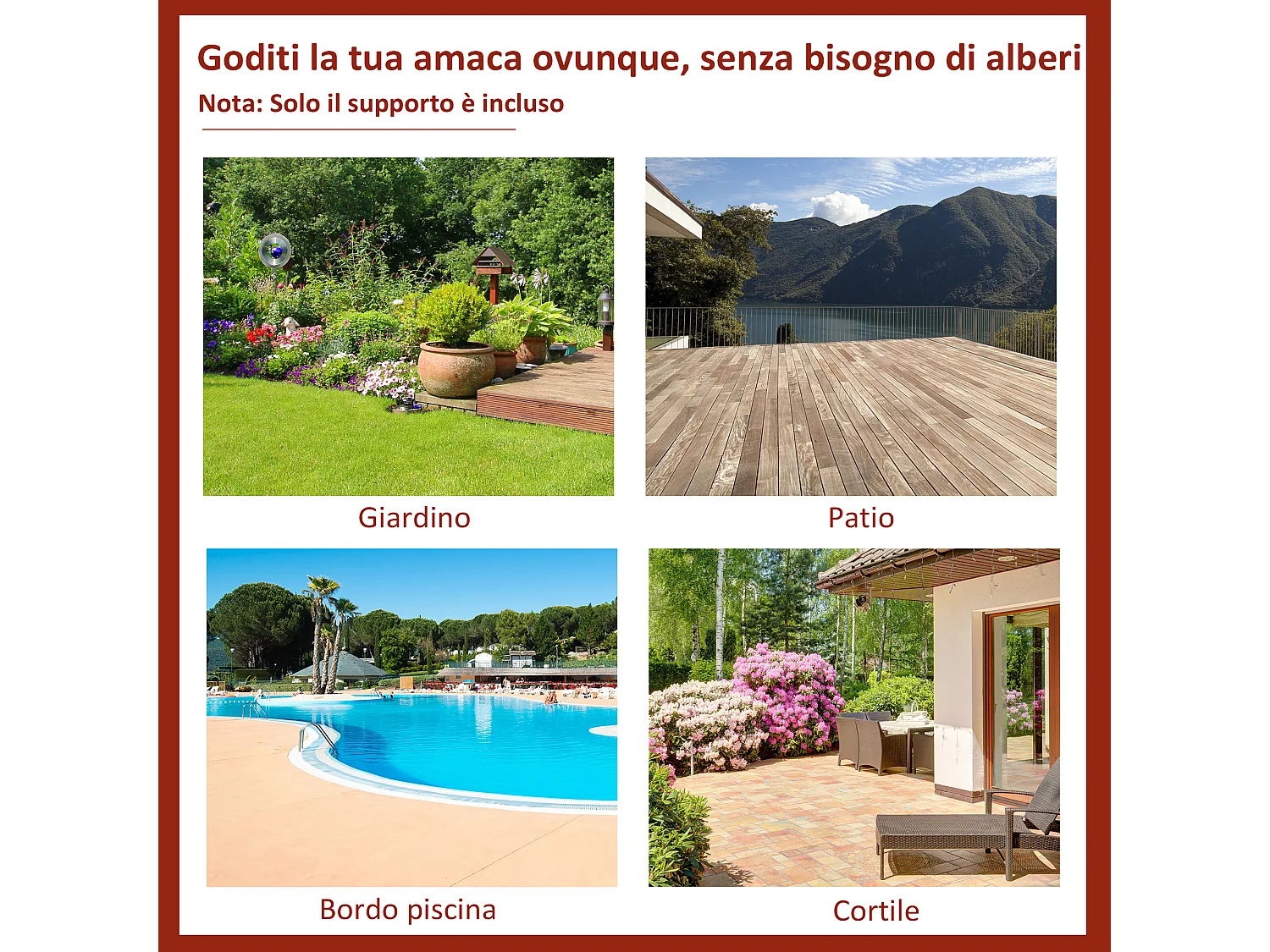 Supporto per Amaca Regolabile con Struttura Portante Fino a 120kg