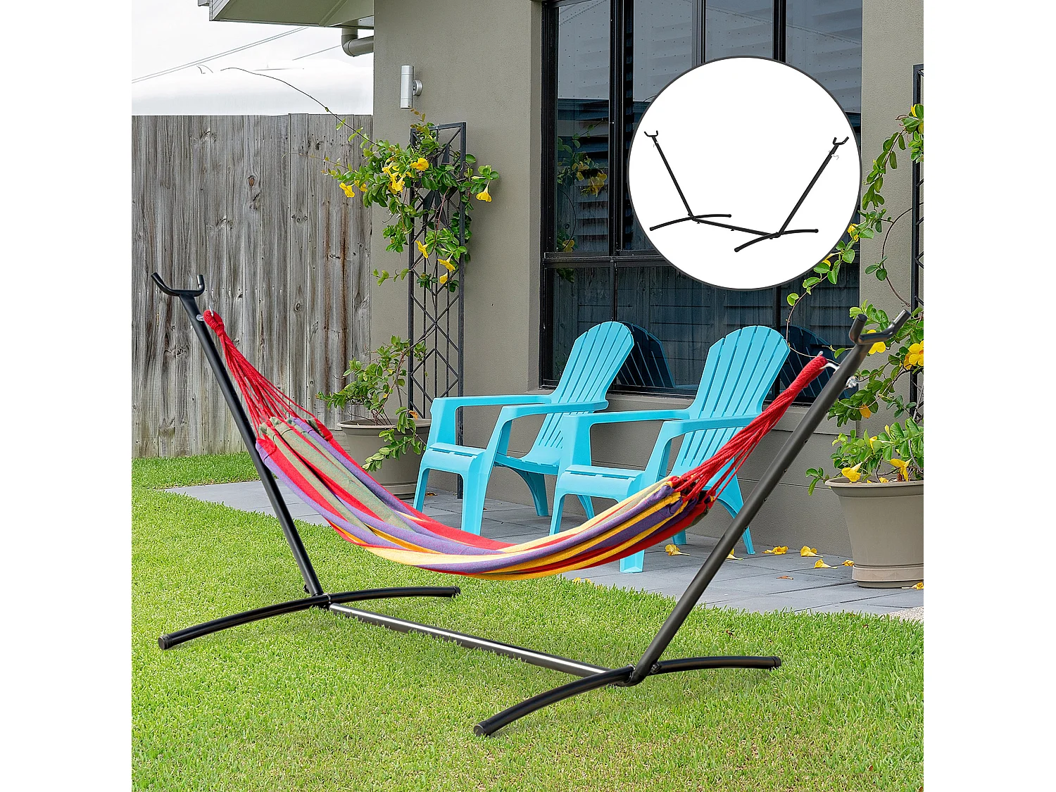 Supporto per Amaca Regolabile con Struttura Portante Fino a 120kg