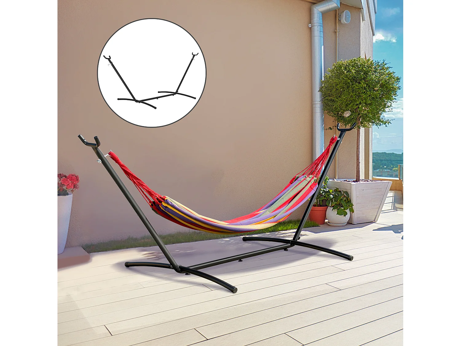 Supporto per Amaca Regolabile con Struttura Portante Fino a 120kg