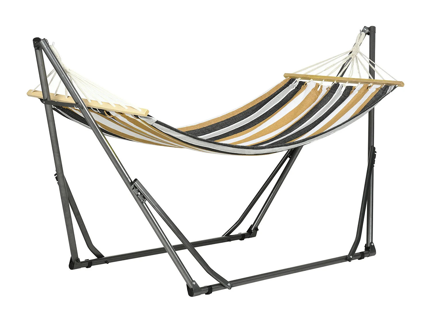 Amaca autoportante con supporto pieghevole in cotone e acciaio grigio
