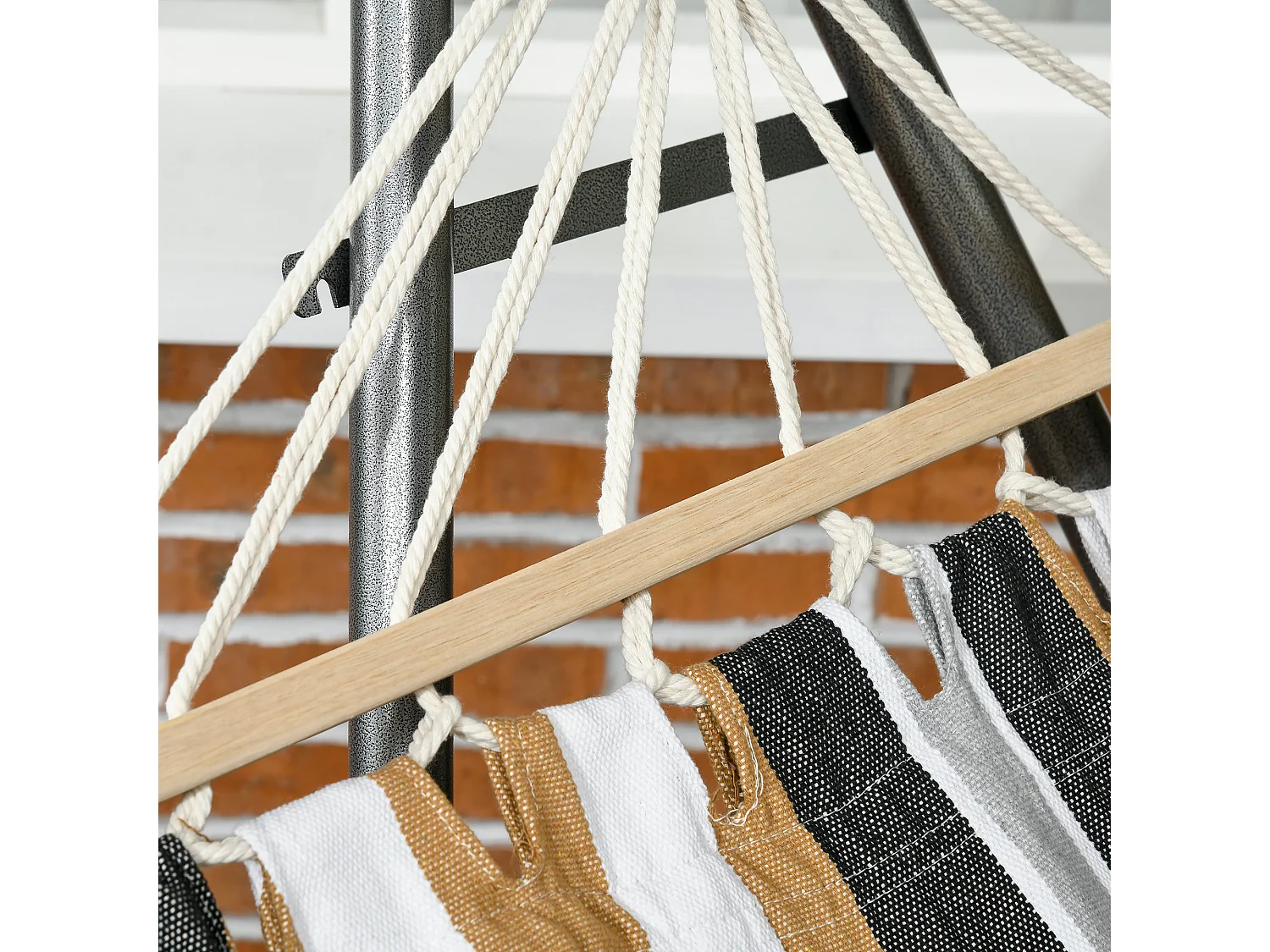 Amaca autoportante con supporto pieghevole in cotone e acciaio grigio