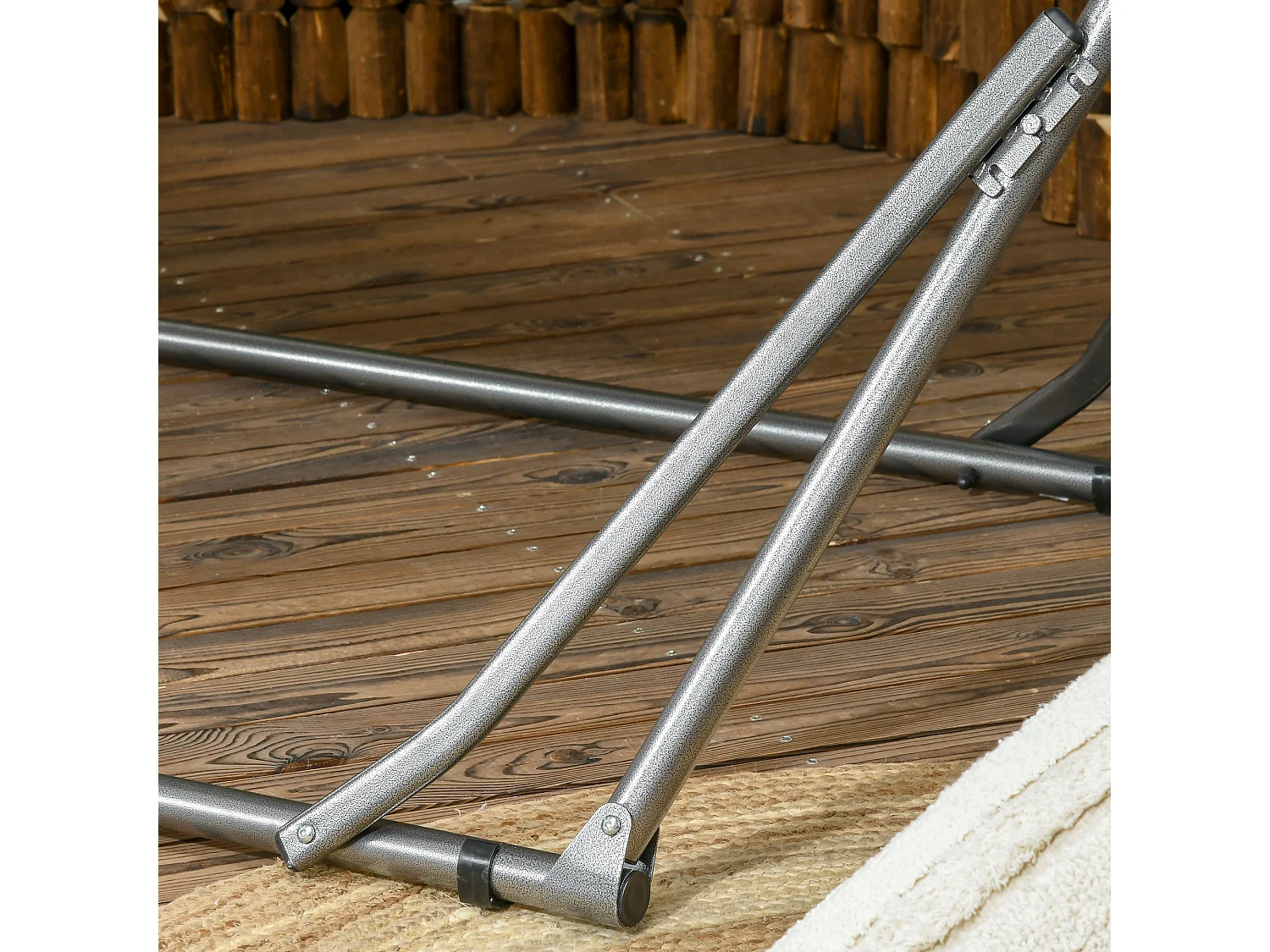 Amaca autoportante con supporto pieghevole in cotone e acciaio grigio