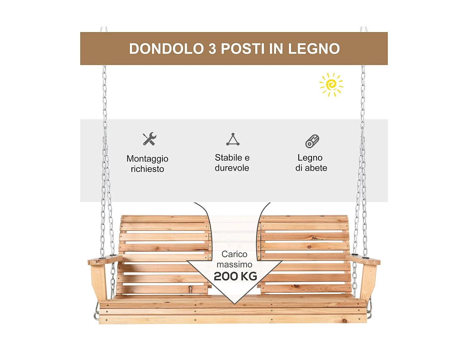 Altalena sospesa per 3 persone con tavolino per giardino