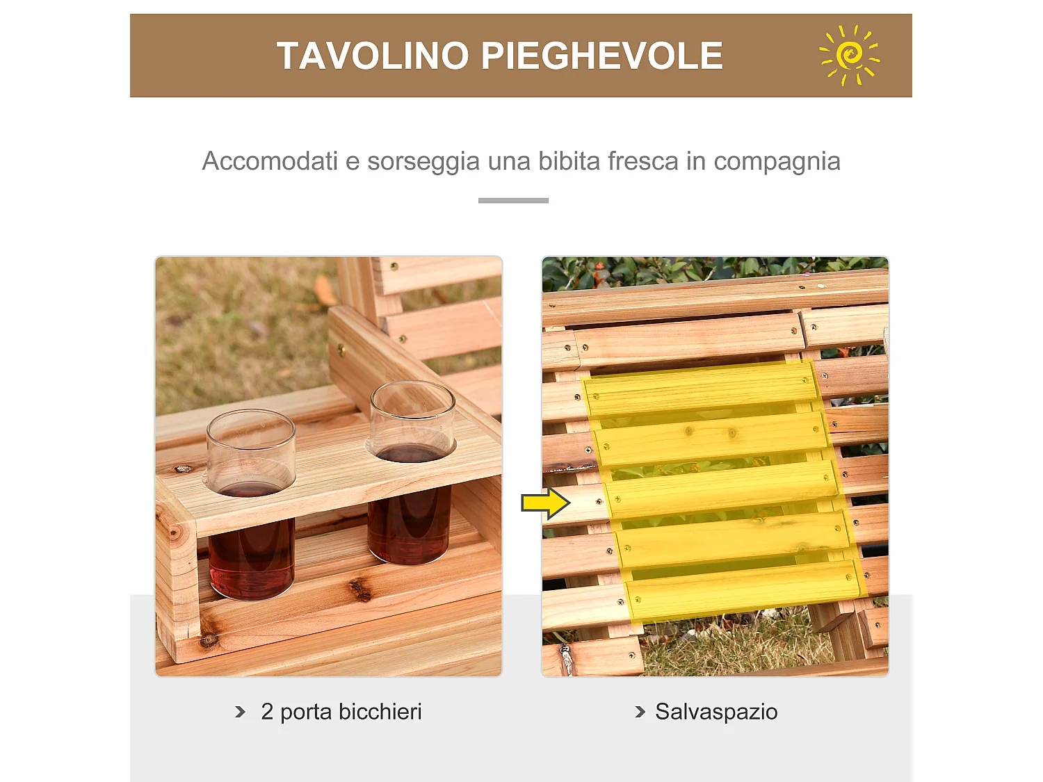 Altalena sospesa per 3 persone con tavolino per giardino