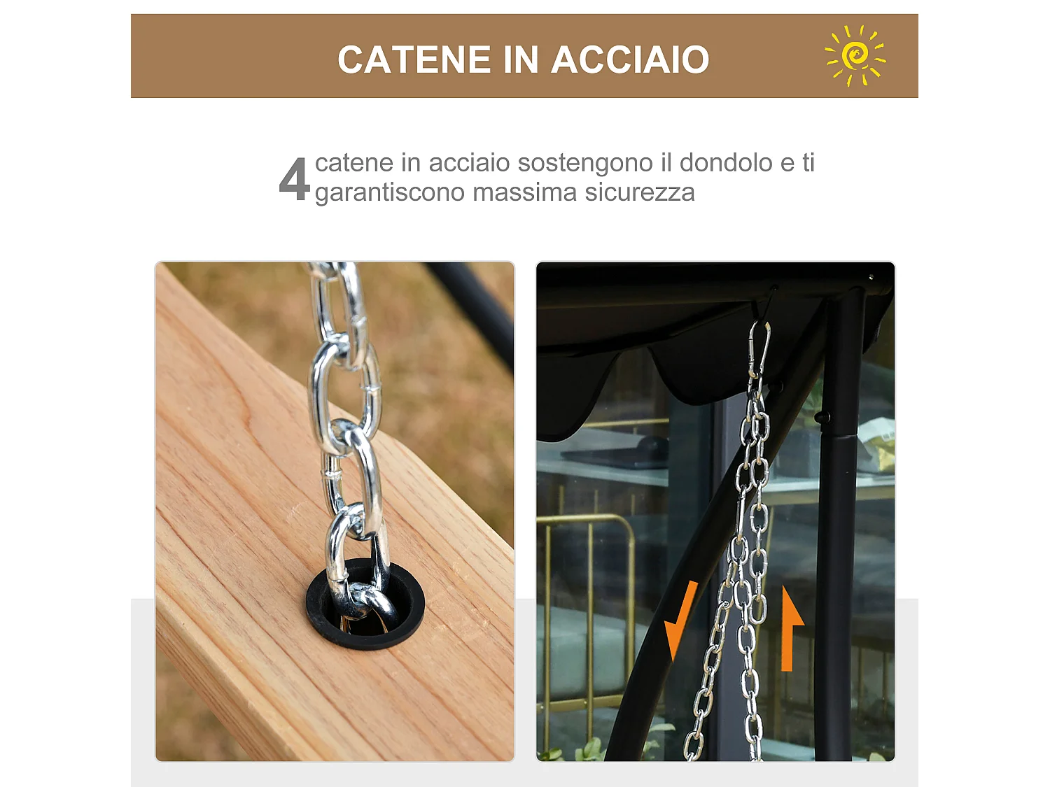 Altalena sospesa per 3 persone con tavolino per giardino